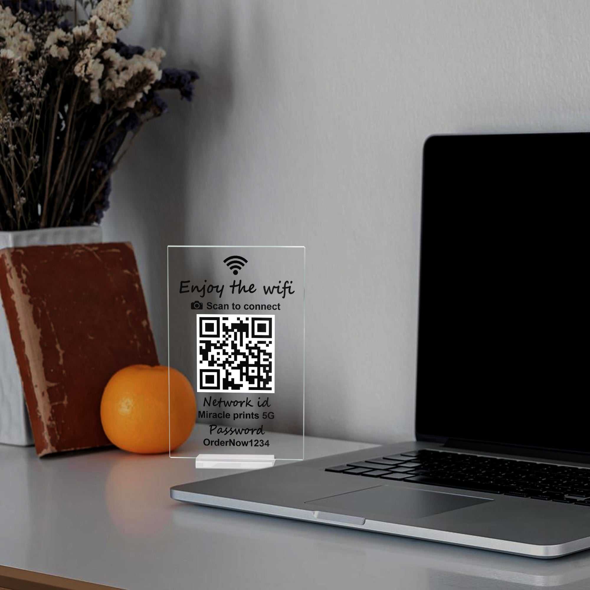 Acrylic QR Code Sign with Stand | Custom 7x4.5