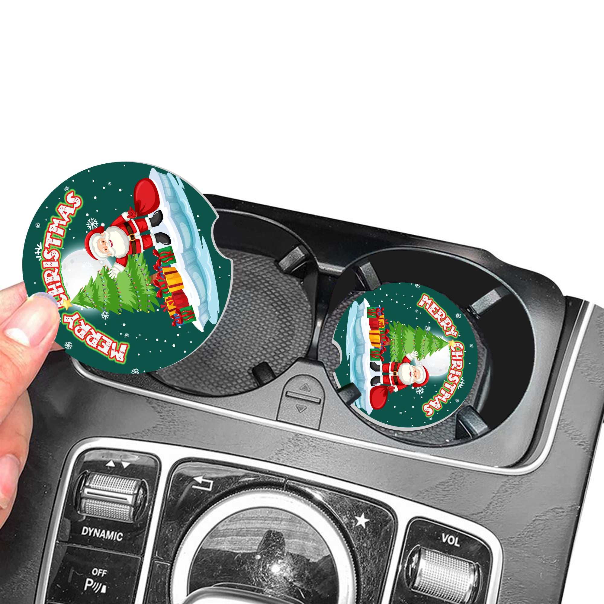 Christmas Car Coasters (6 Pack) - Festive Photo Coasters for Your Car's Cup Holders
