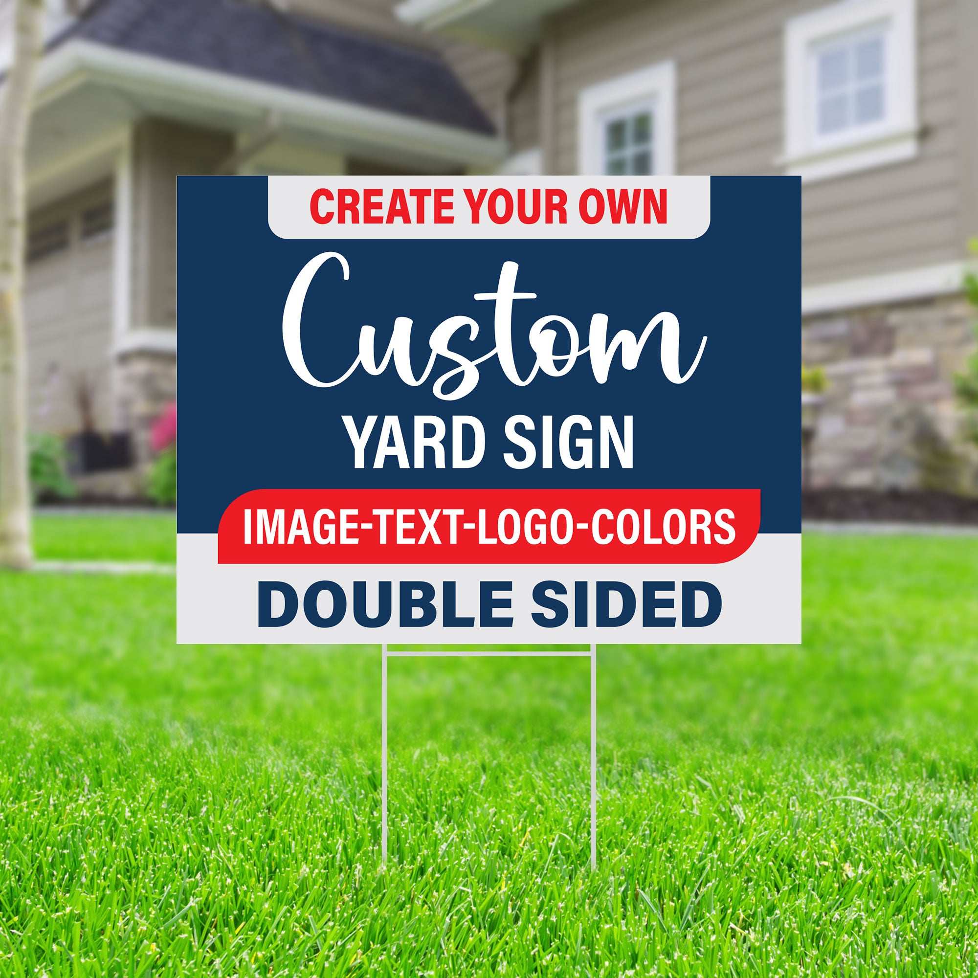 Create Your Own Custom Yard Sign – Double Sided, Personalized with Image, Logo, Text & Colors – Miracle Prints (USA Made)