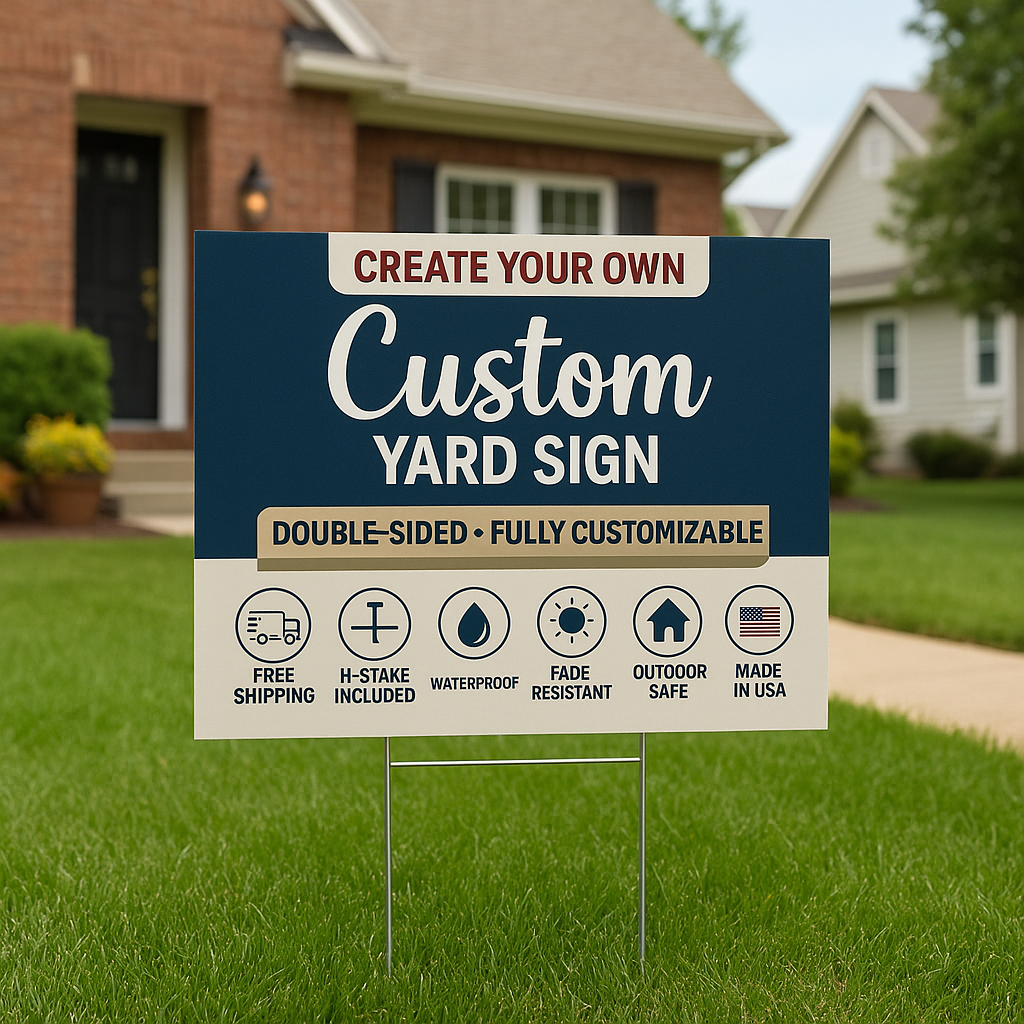 Create Your Own Custom Yard Sign – Double Sided, Personalized with Image, Logo, Text & Colors – Miracle Prints (USA Made)