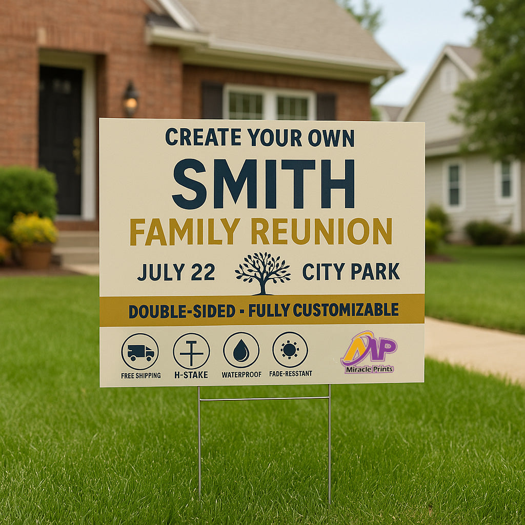 Create Your Own Custom Yard Sign – Double Sided, Personalized with Image, Logo, Text & Colors – Miracle Prints (USA Made)