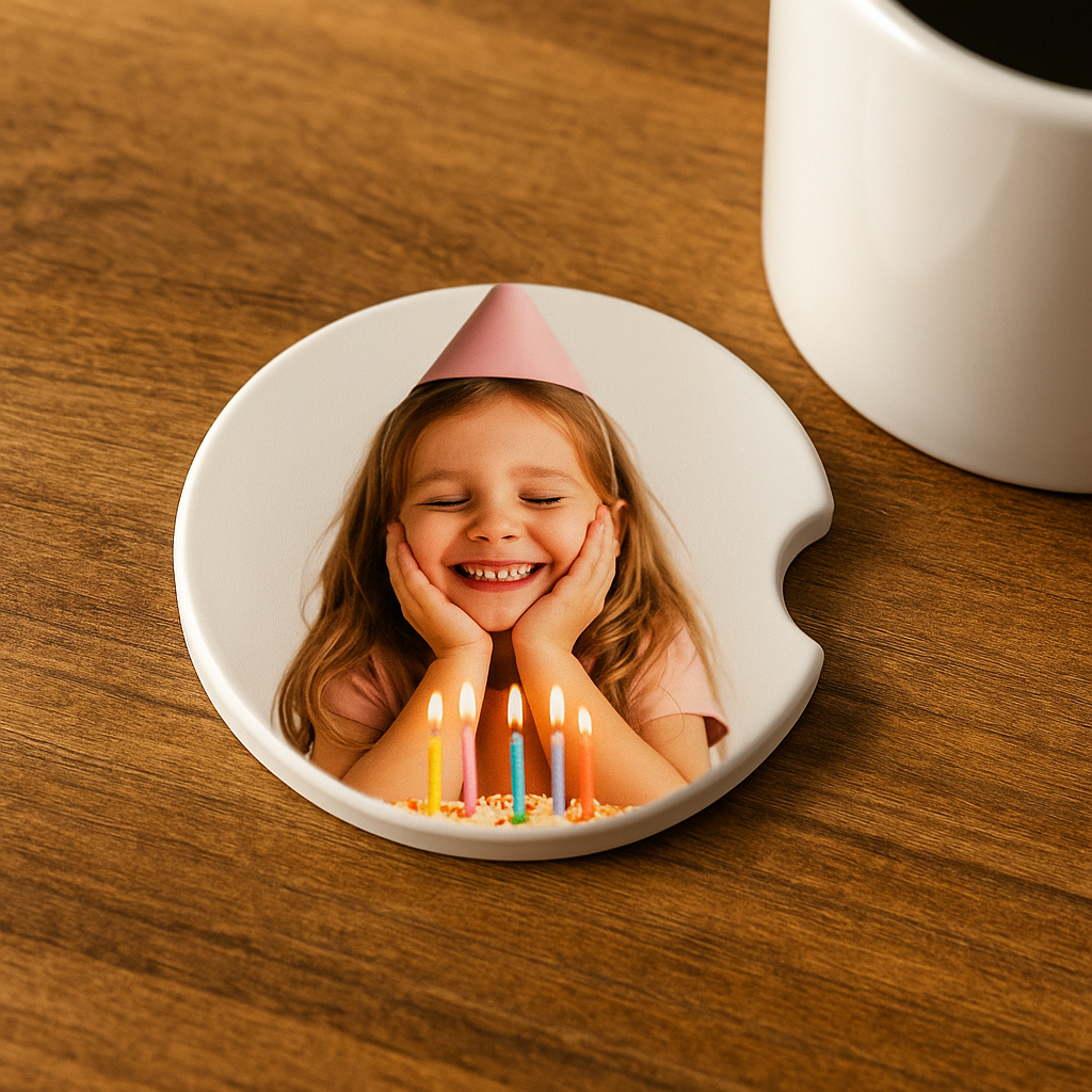 Custom Car Coaster 2.75” | Personalized Ceramic Cup Holder Insert – Full-Color Sublimation Gift or Auto Accessory