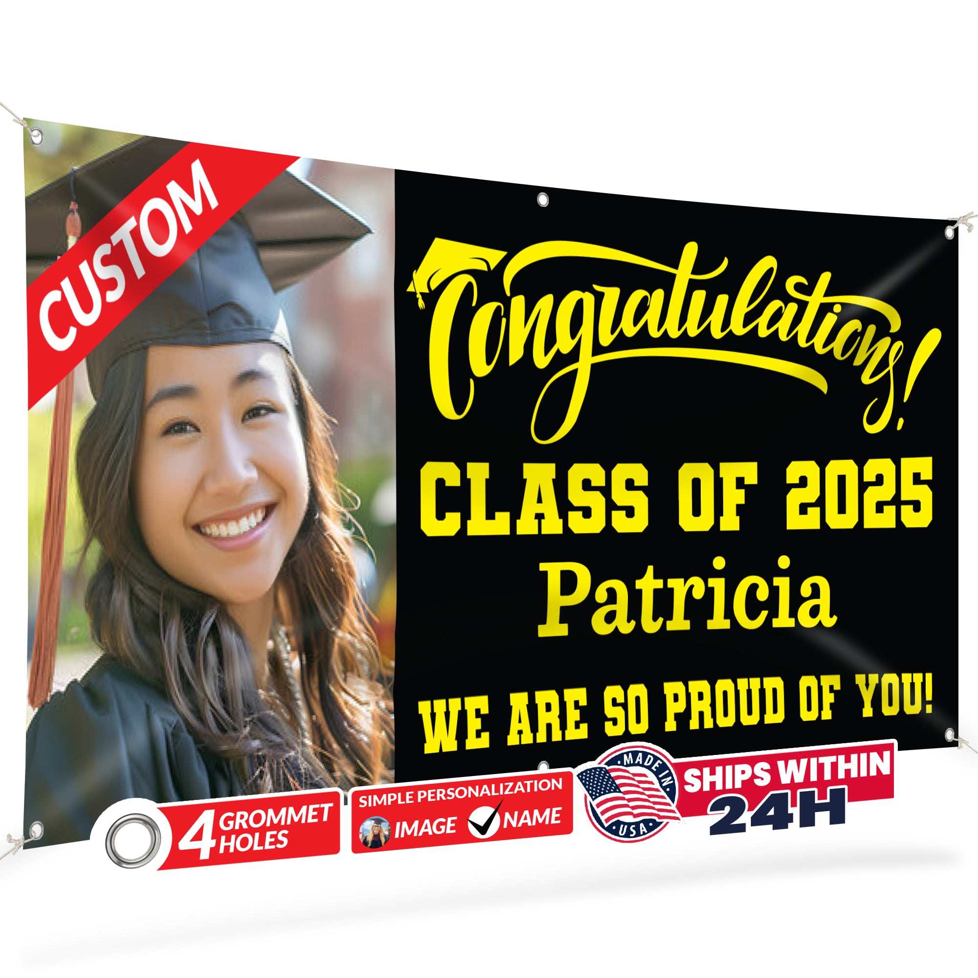 Graduation Banner 2026 - Personalized 13oz Vinyl Custom Banner for Graduation Decorations | Custom Sign