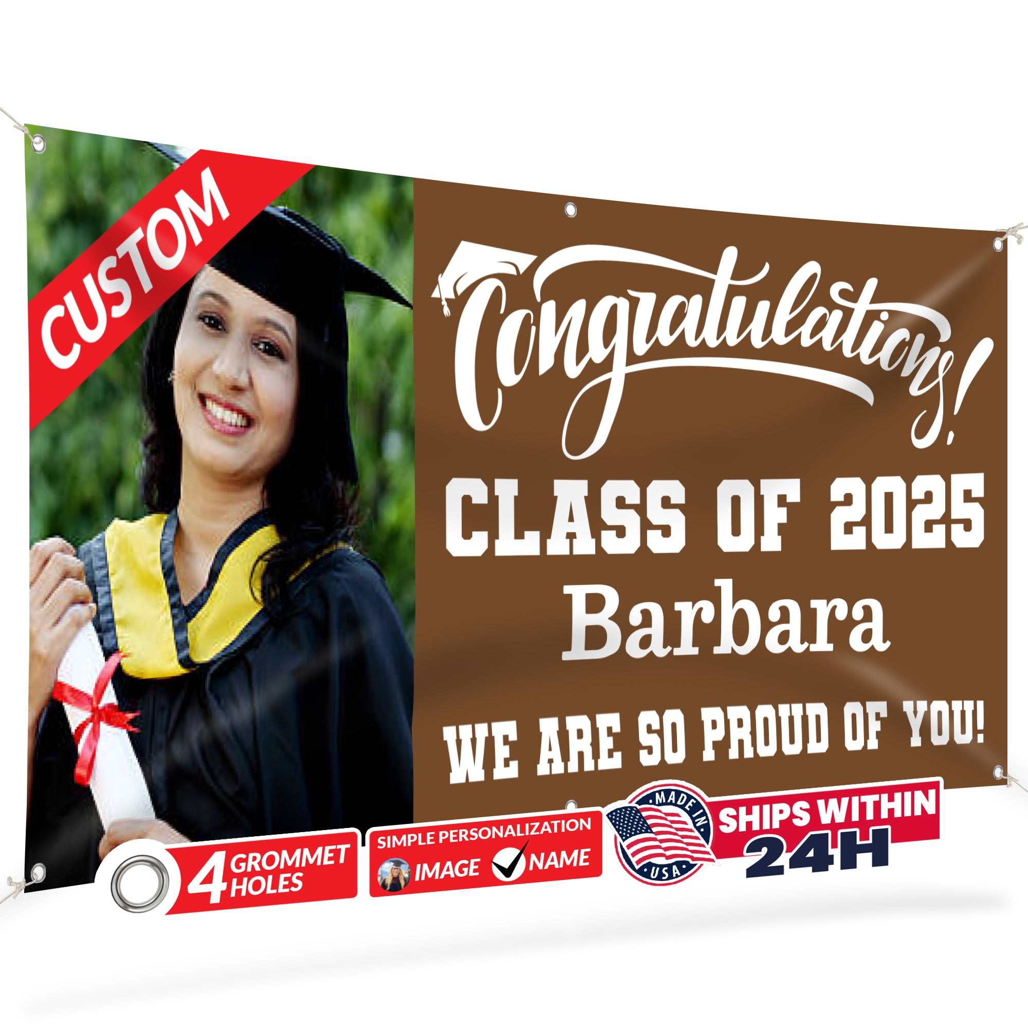 Graduation Banner 2026 - Personalized 13oz Vinyl Custom Banner for Graduation Decorations | Custom Sign