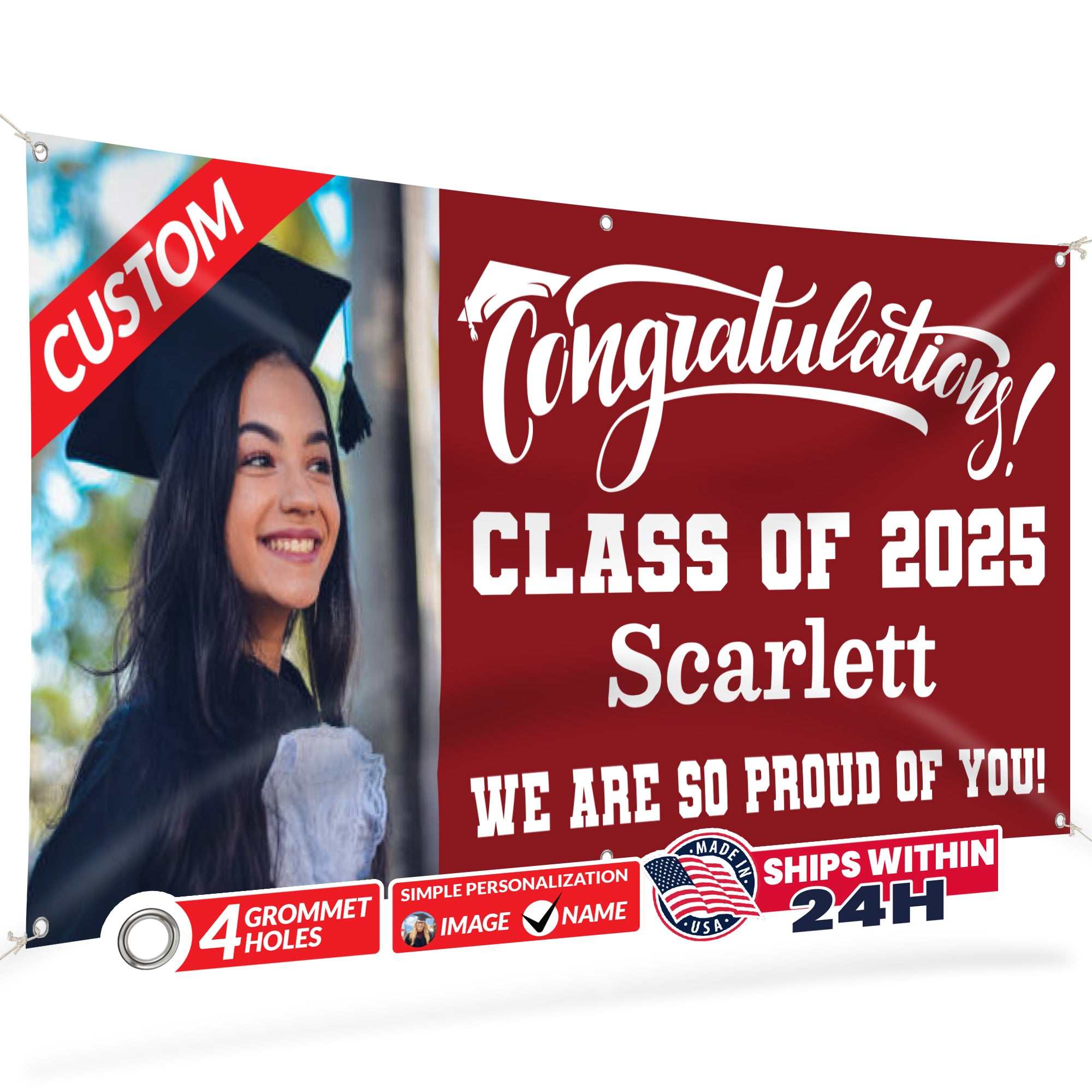 Graduation Banner 2026 - Personalized 13oz Vinyl Custom Banner for Graduation Decorations | Custom Sign