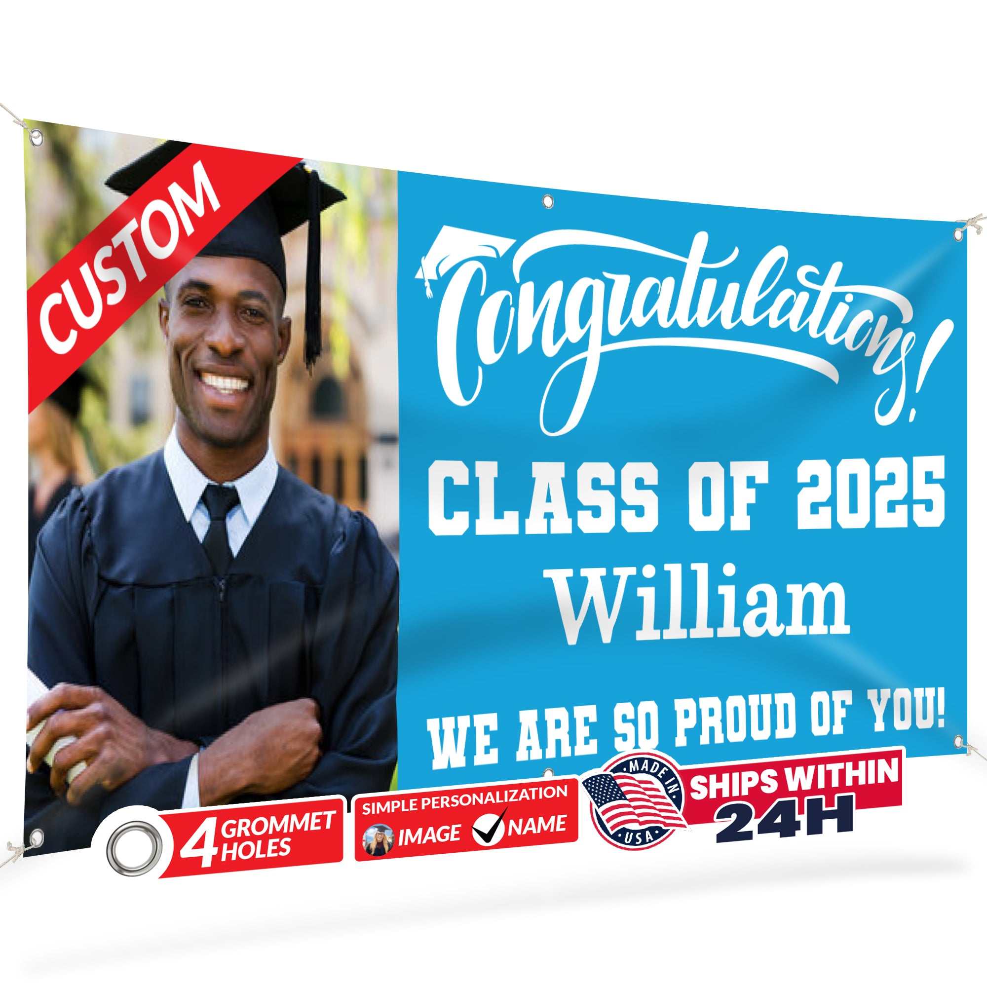 Graduation Banner 2026 - Personalized 13oz Vinyl Custom Banner for Graduation Decorations | Custom Sign