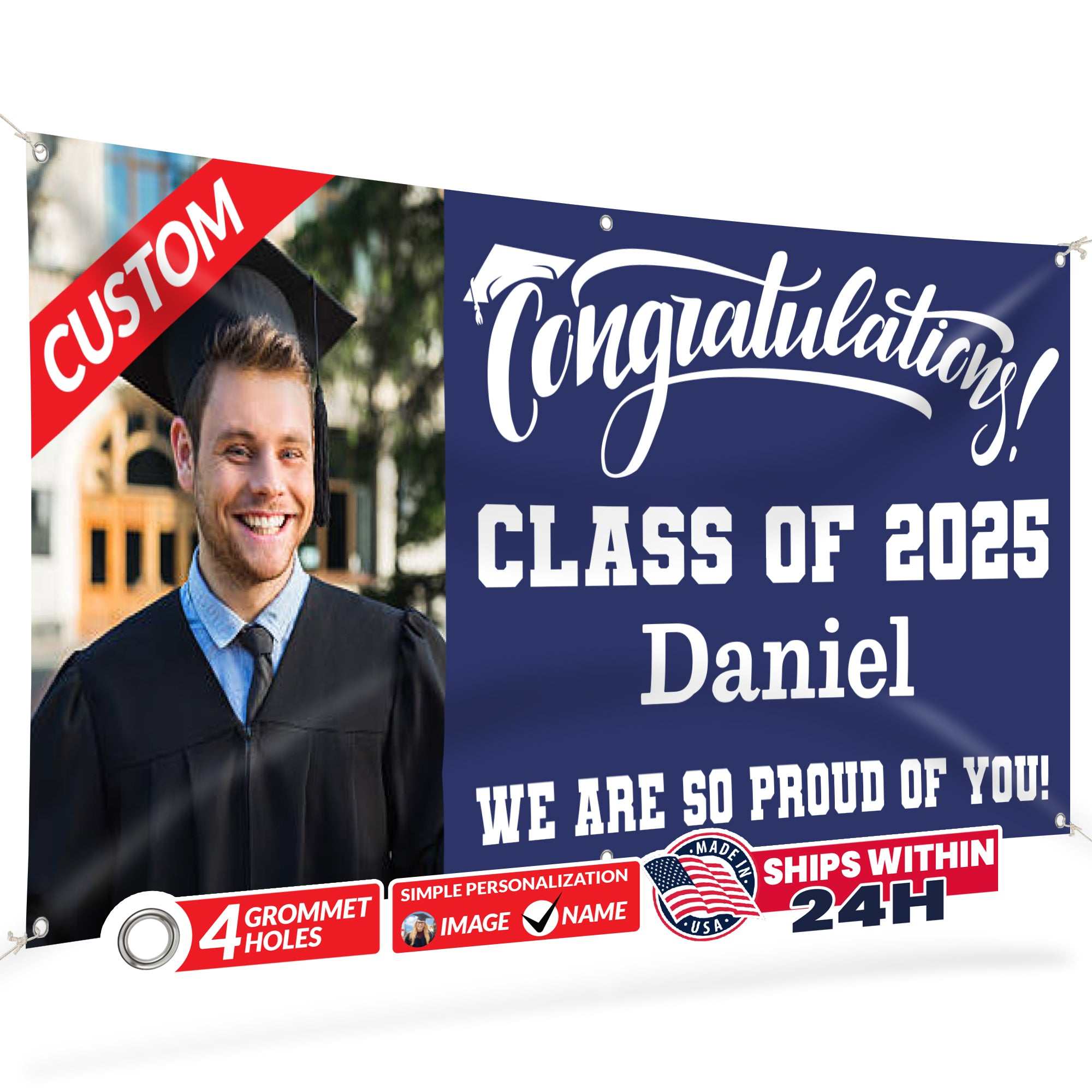 Graduation Banner 2026 - Personalized 13oz Vinyl Custom Banner for Graduation Decorations | Custom Sign