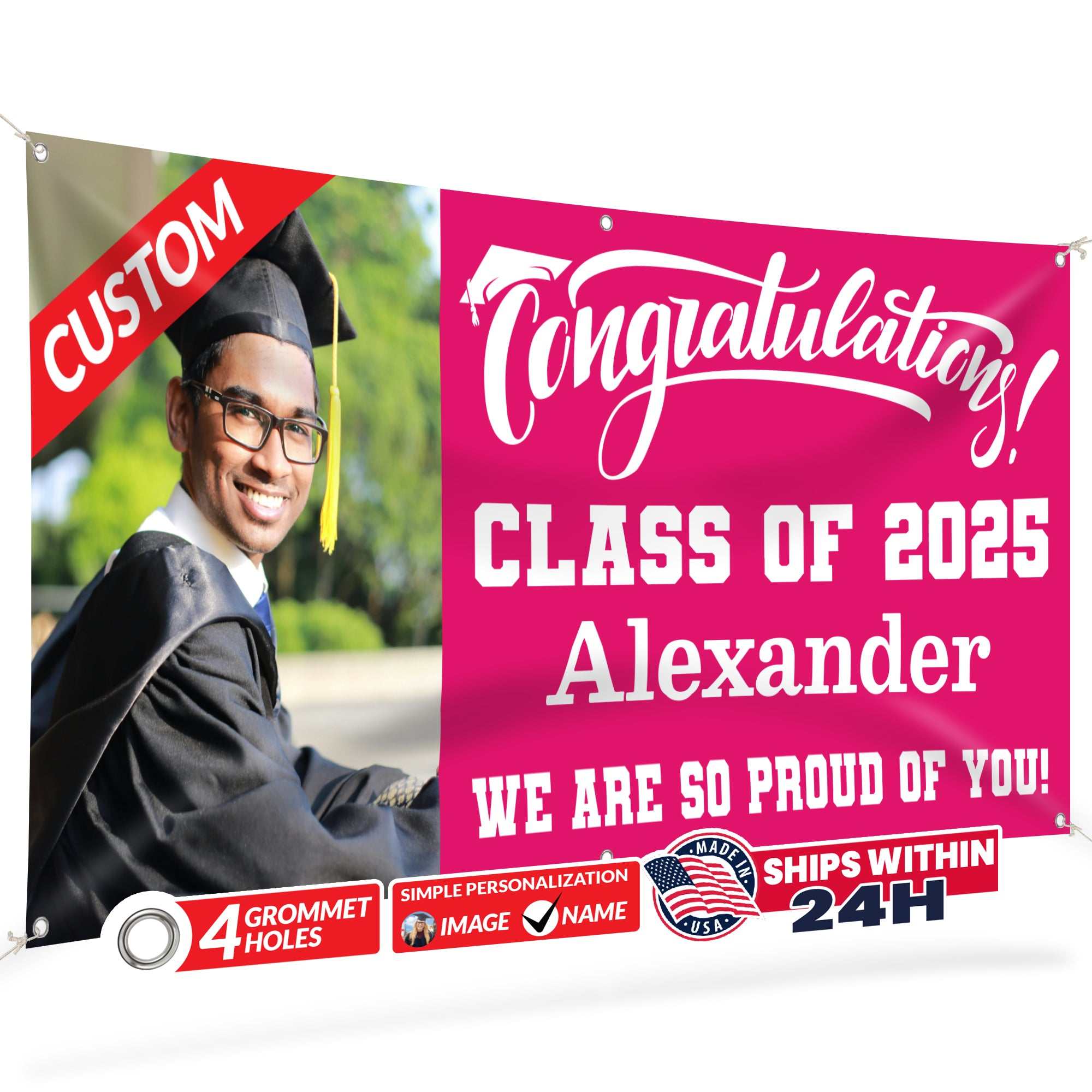 Graduation Banner 2026 - Personalized 13oz Vinyl Custom Banner for Graduation Decorations | Custom Sign