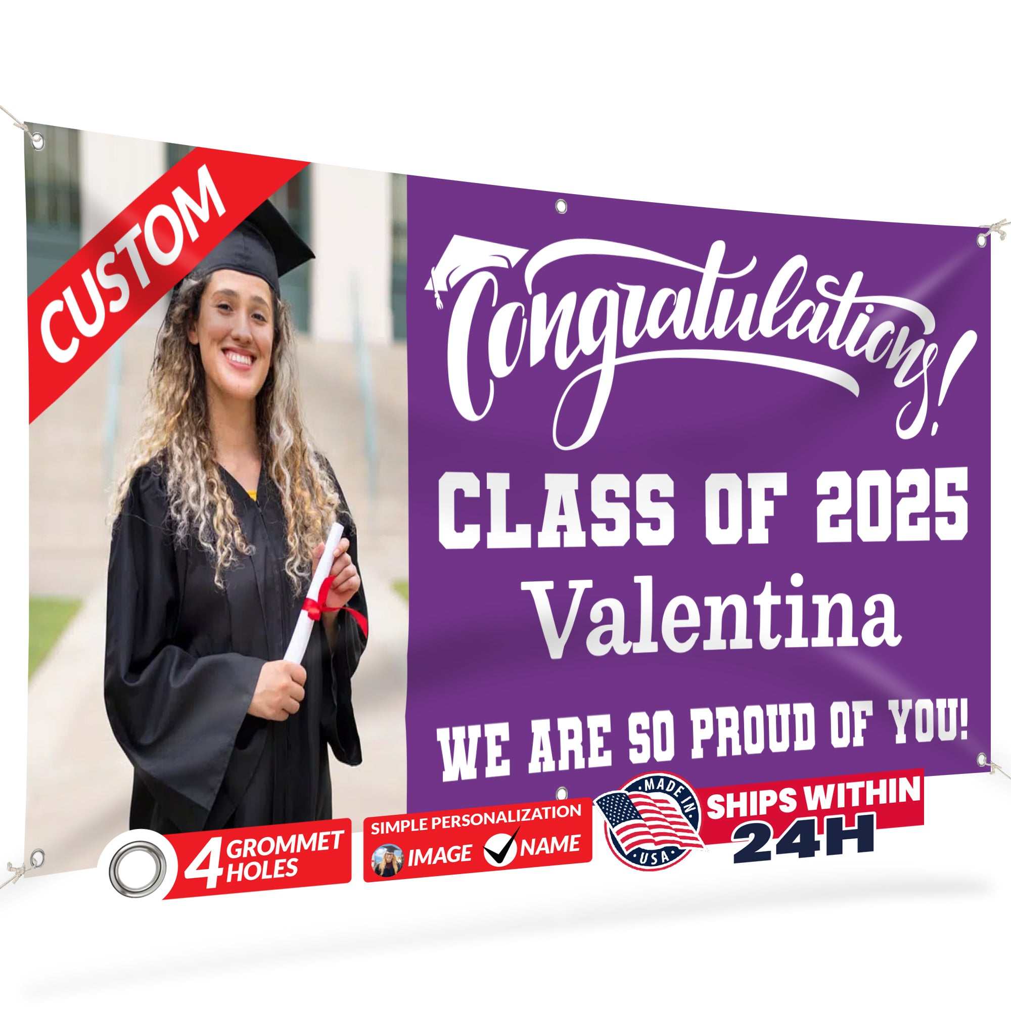Graduation Banner 2026 - Personalized 13oz Vinyl Custom Banner for Graduation Decorations | Custom Sign
