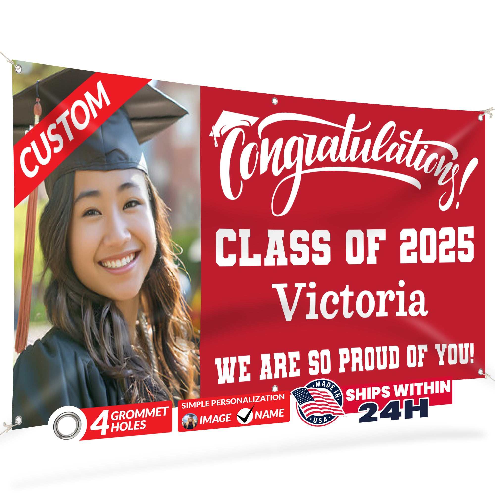 Graduation Banner 2026 - Personalized 13oz Vinyl Custom Banner for Graduation Decorations | Custom Sign