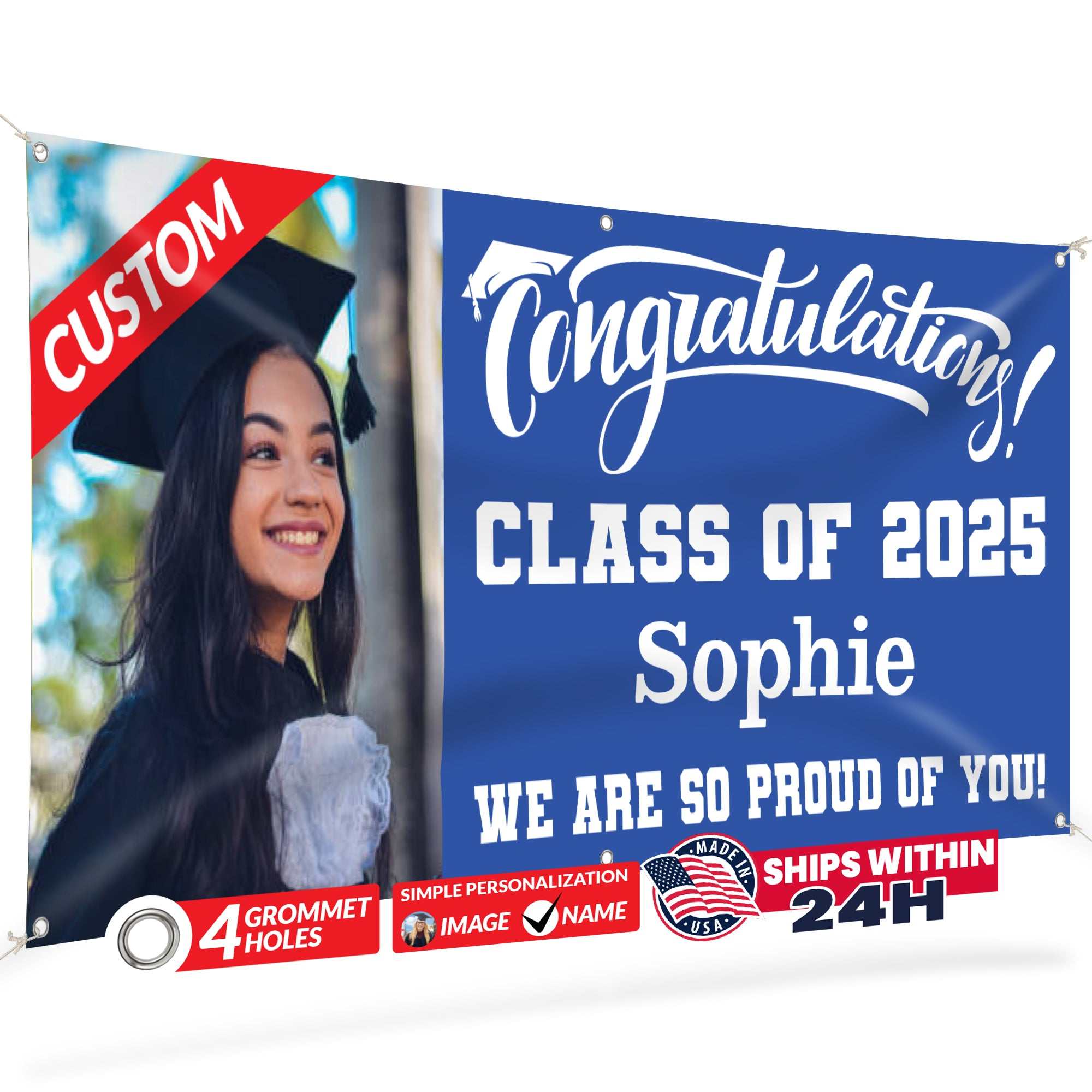 Graduation Banner 2026 - Personalized 13oz Vinyl Custom Banner for Graduation Decorations | Custom Sign