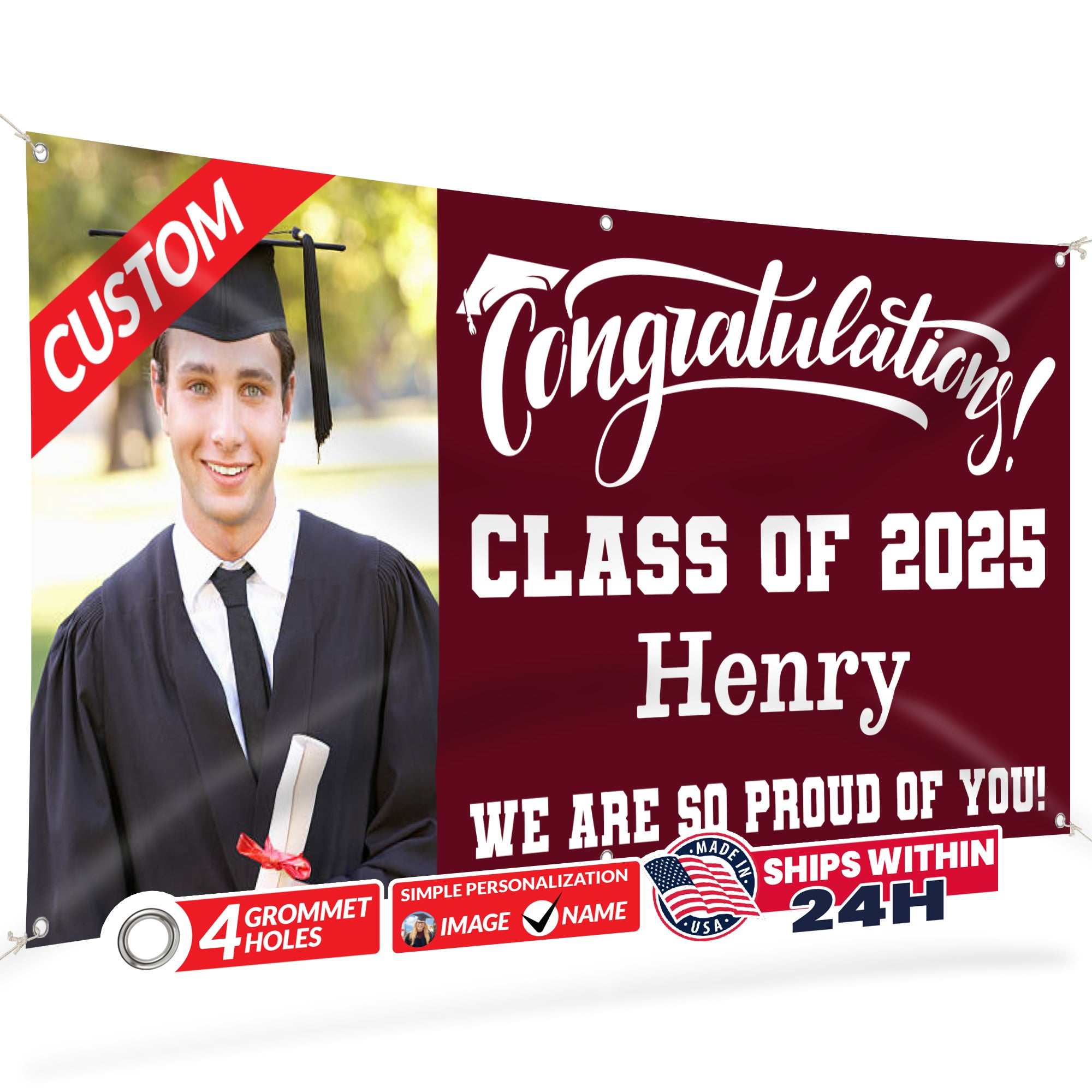 Graduation Banner 2026 - Personalized 13oz Vinyl Custom Banner for Graduation Decorations | Custom Sign