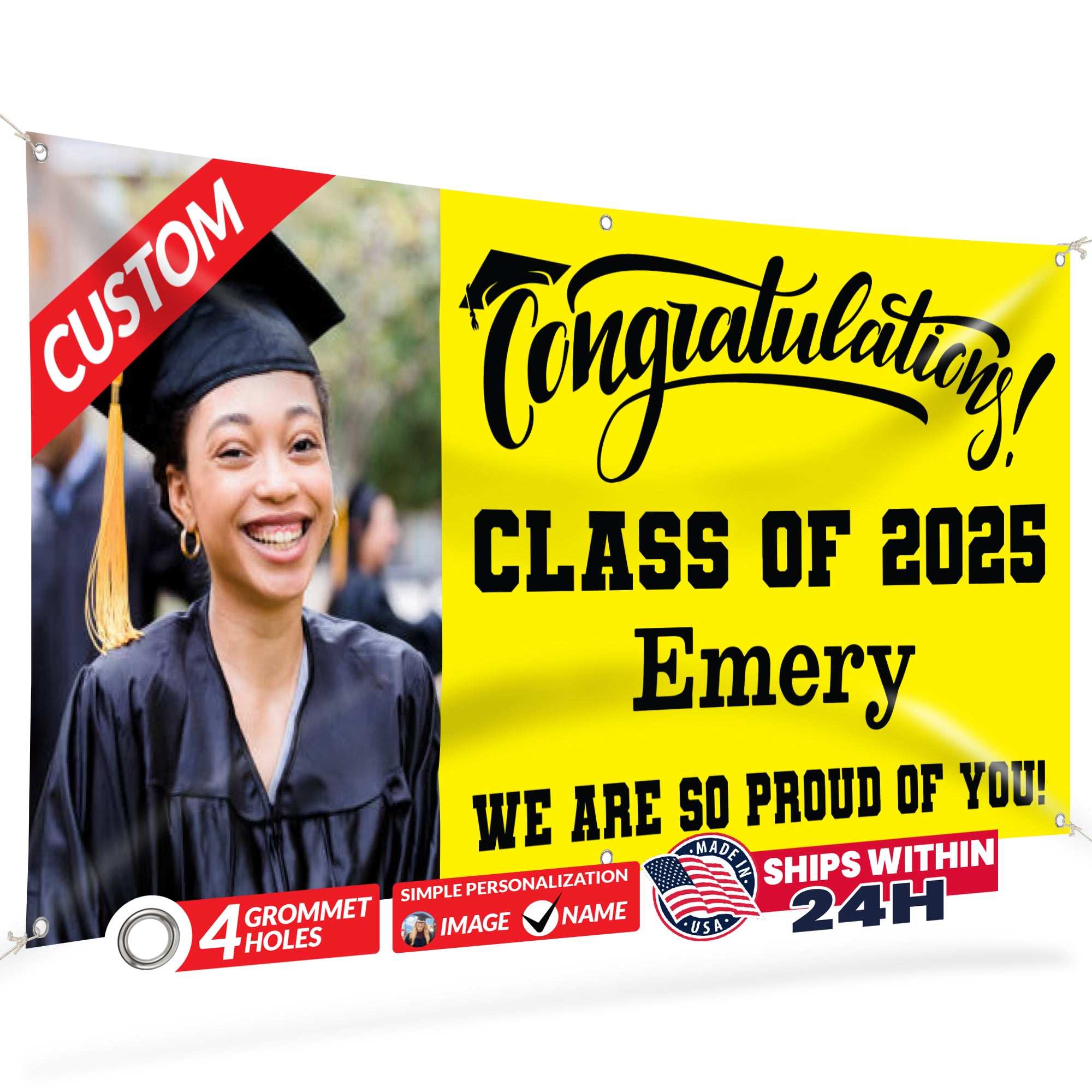 Graduation Banner 2026 - Personalized 13oz Vinyl Custom Banner for Graduation Decorations | Custom Sign
