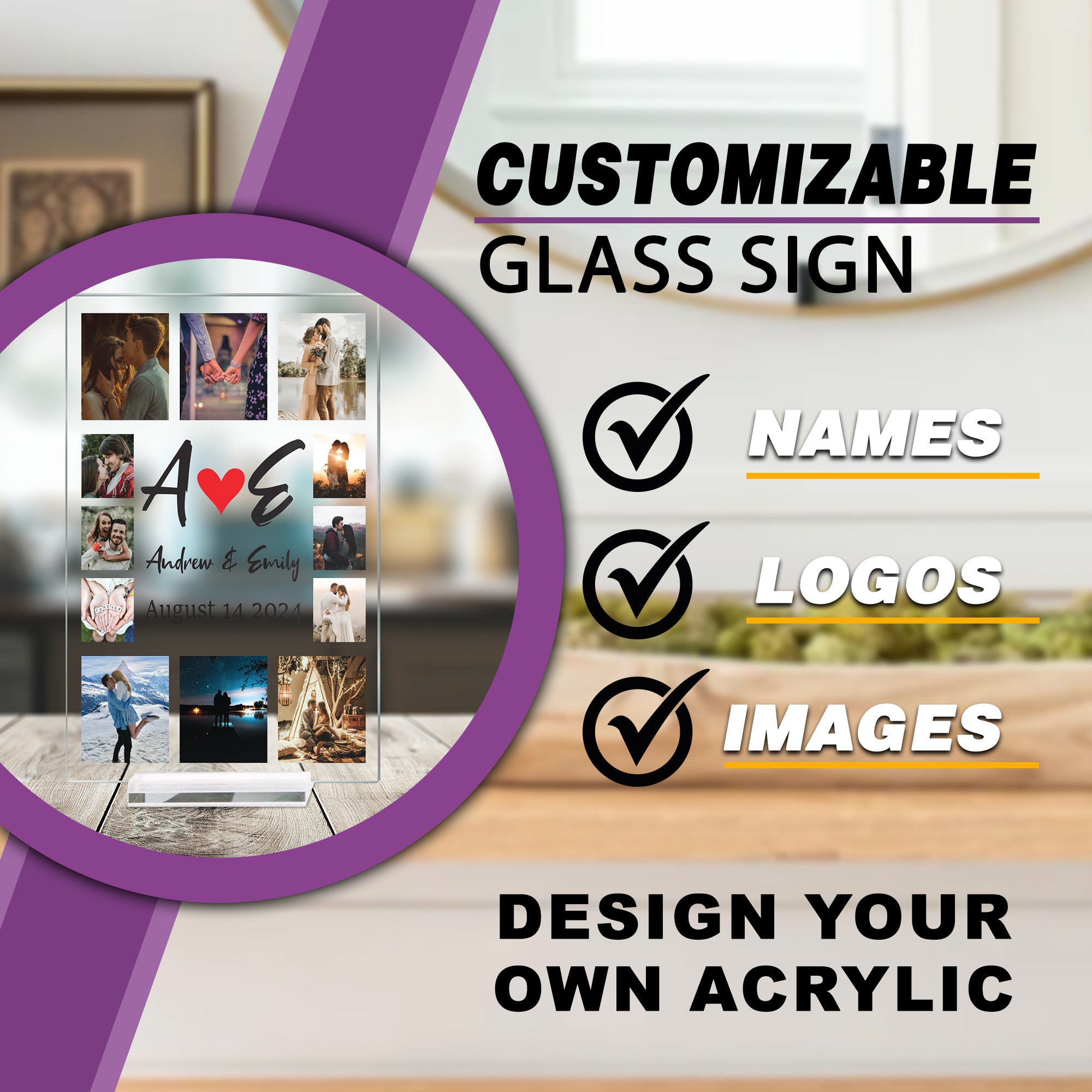 Personalized Acrylic Plaque | Custom Anniversary or Business Sign – Tabletop Keepsake with Your Text