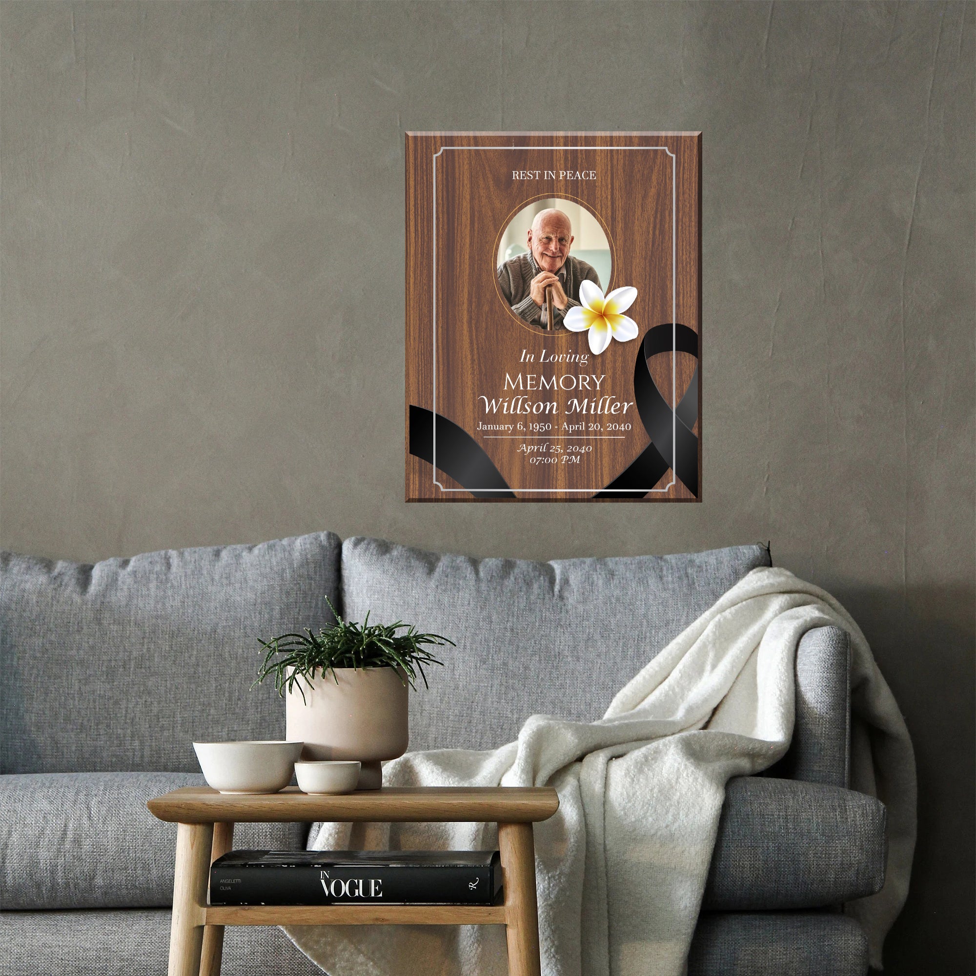 Personalized Memorial Plaque – Walnut Finish Plaque - Custom In Loving Memory Photo Sign – Sympathy Gift for Loss of Loved One