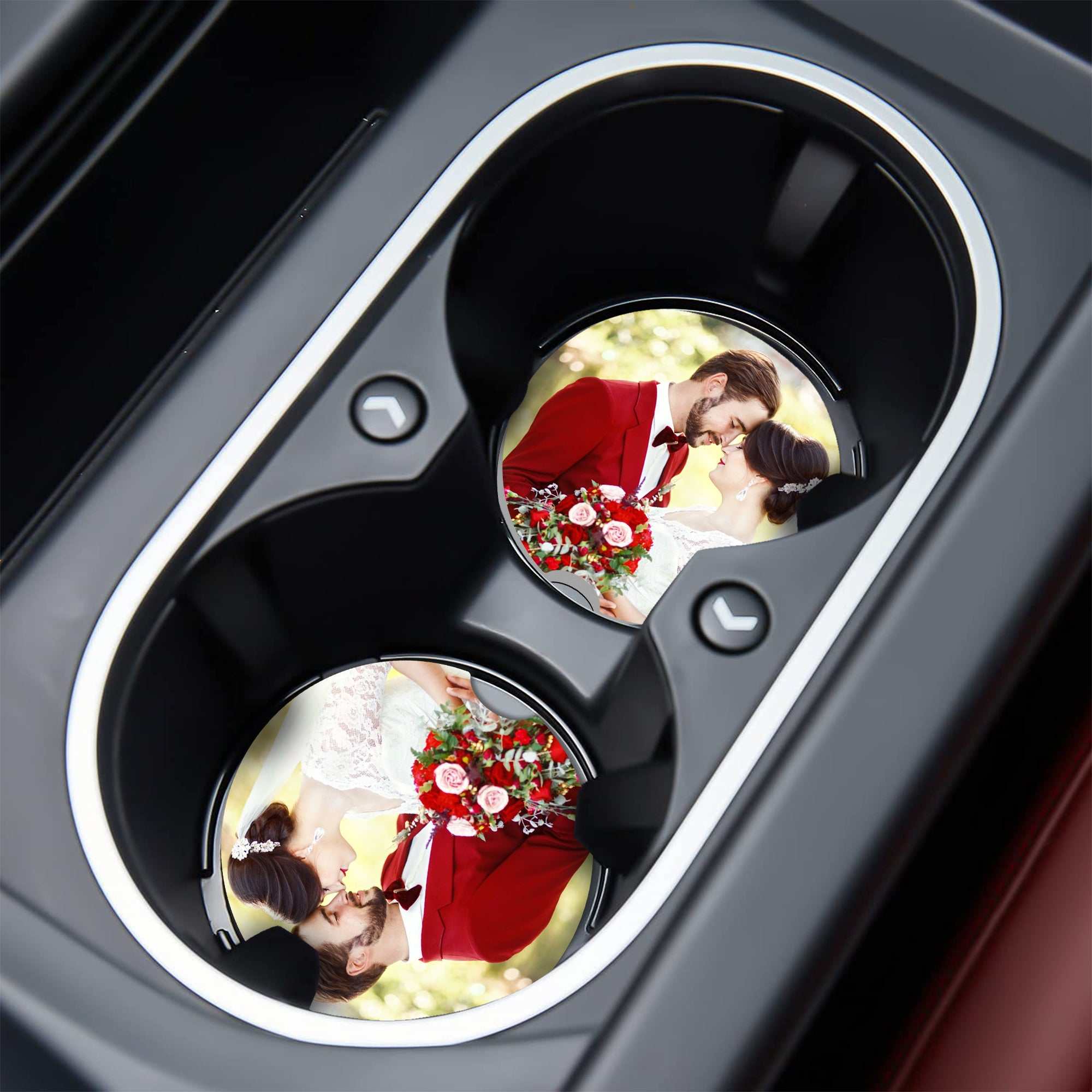 Valentine’s Car Coasters (2-Pack) | Custom Photo Cup Holder Gift for Him or Her – Cute, Practical Valentine’s Day Decor