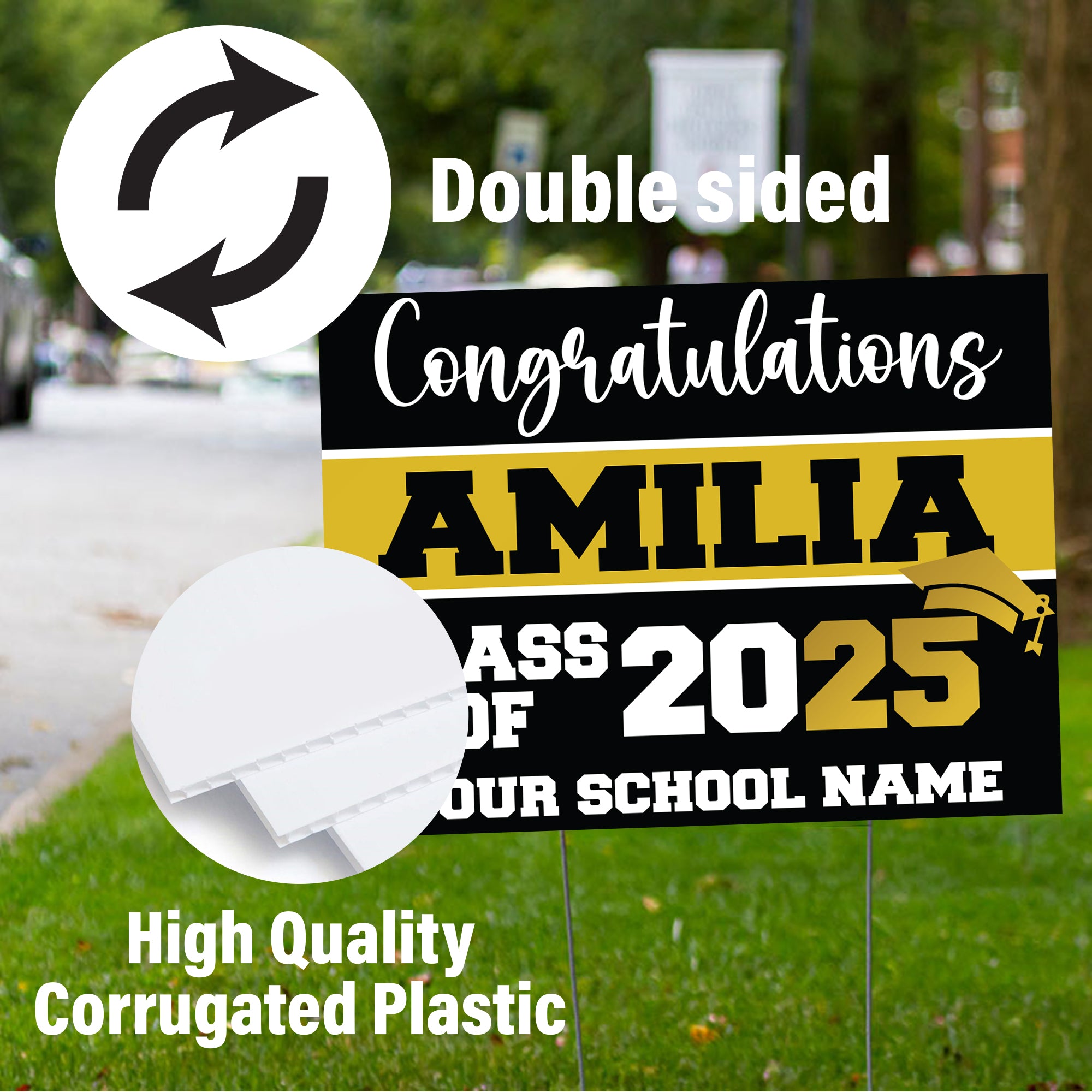 Graduation yard sign with H-Stake, Lawn Signs, Class of 2025, College Graduation, High School Graduation, Graduation yard sign