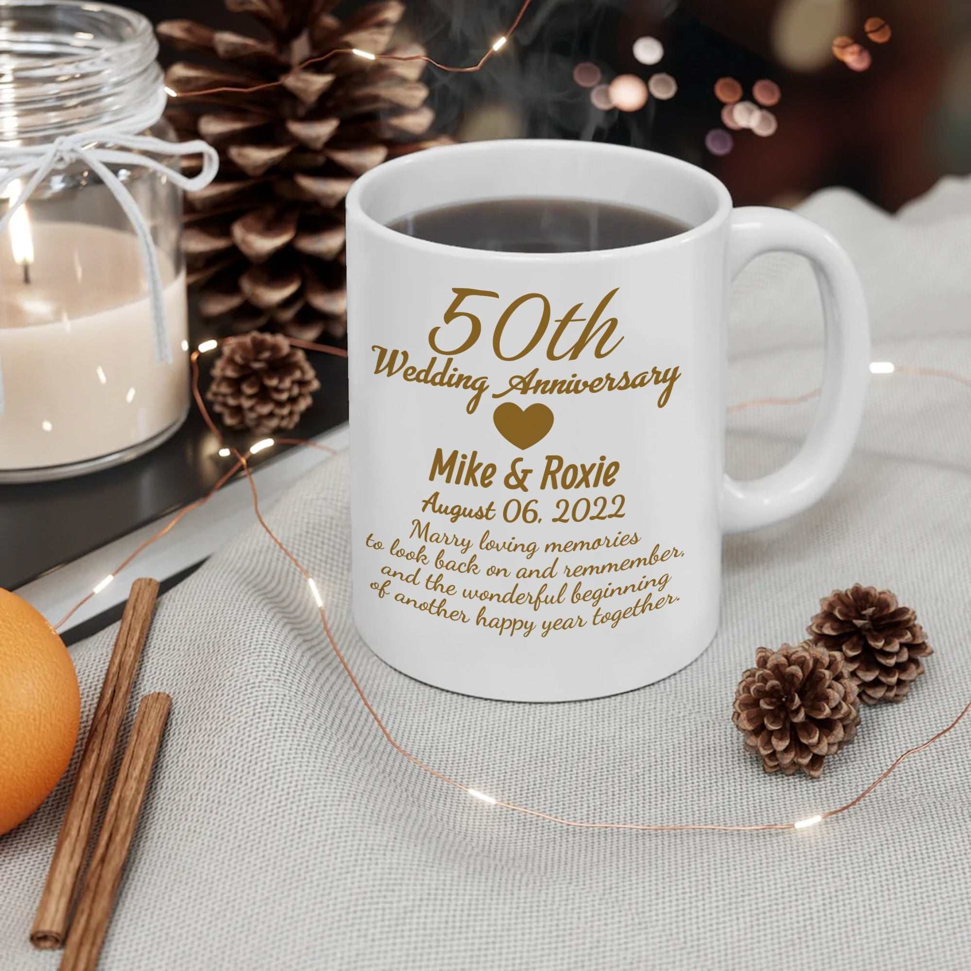 50th Anniversary gift, Personalized Anniversary gift, Gift for Husband and Wife, Custom Parent's Anniversary, Custom Year Anniversary Mugs