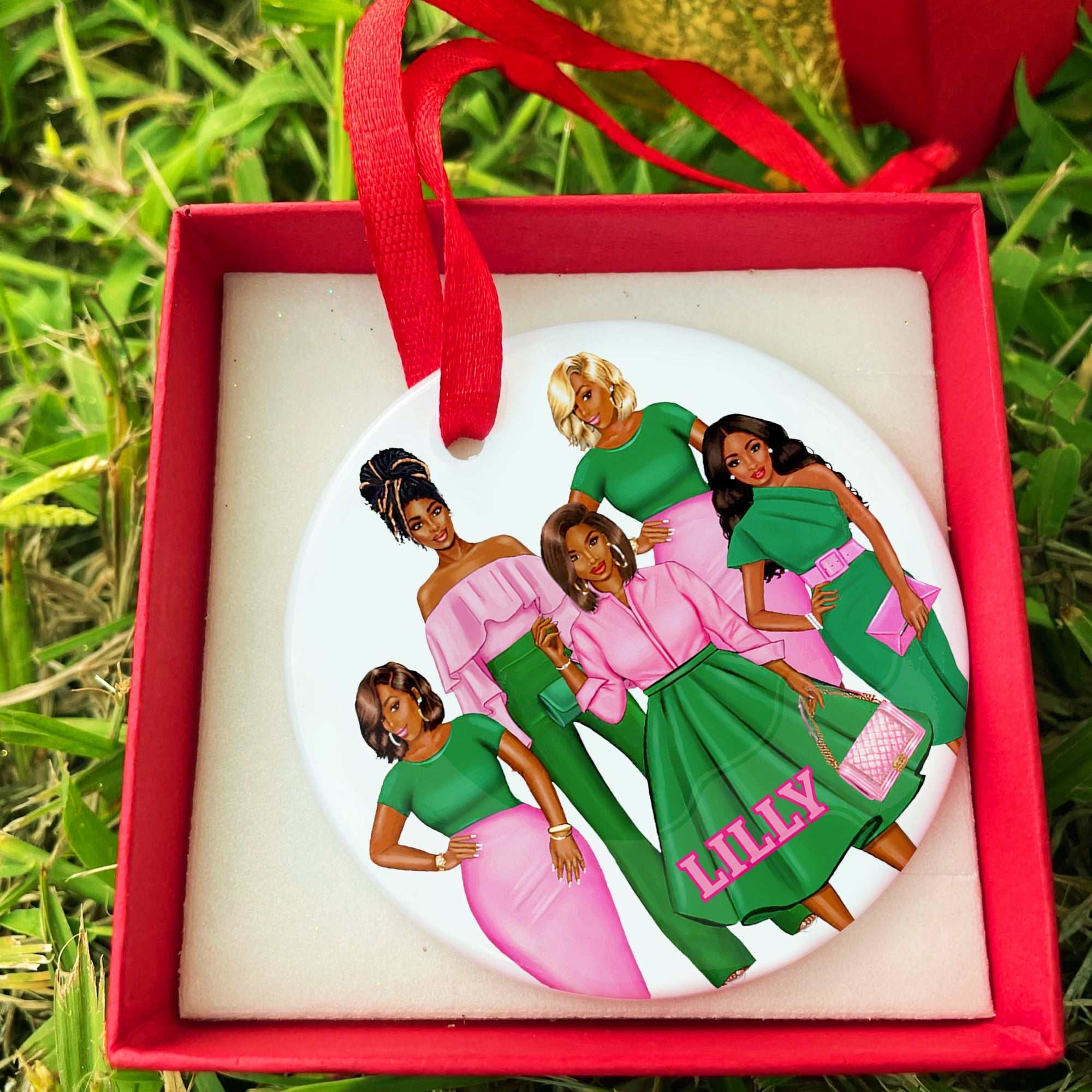African Culture Ornament, Custom Sisterhood Christmas Ornament, Ceramic Ornaments, Pretty Girl, sisterhood gift