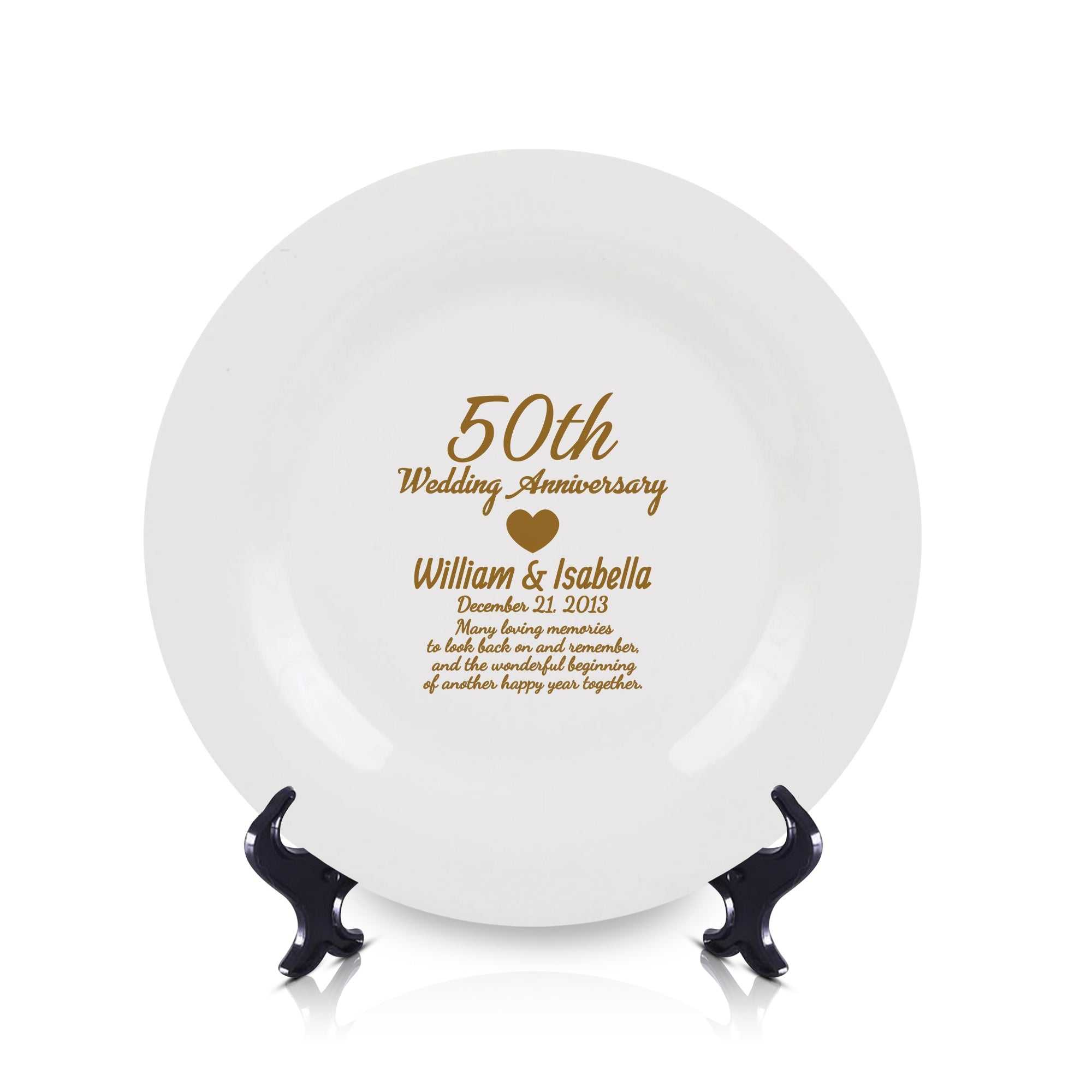 Custom 50th Anniversary Ceramic Plate | Personalized Golden Keepsake Gift for Parents, Couples, or Grandparents