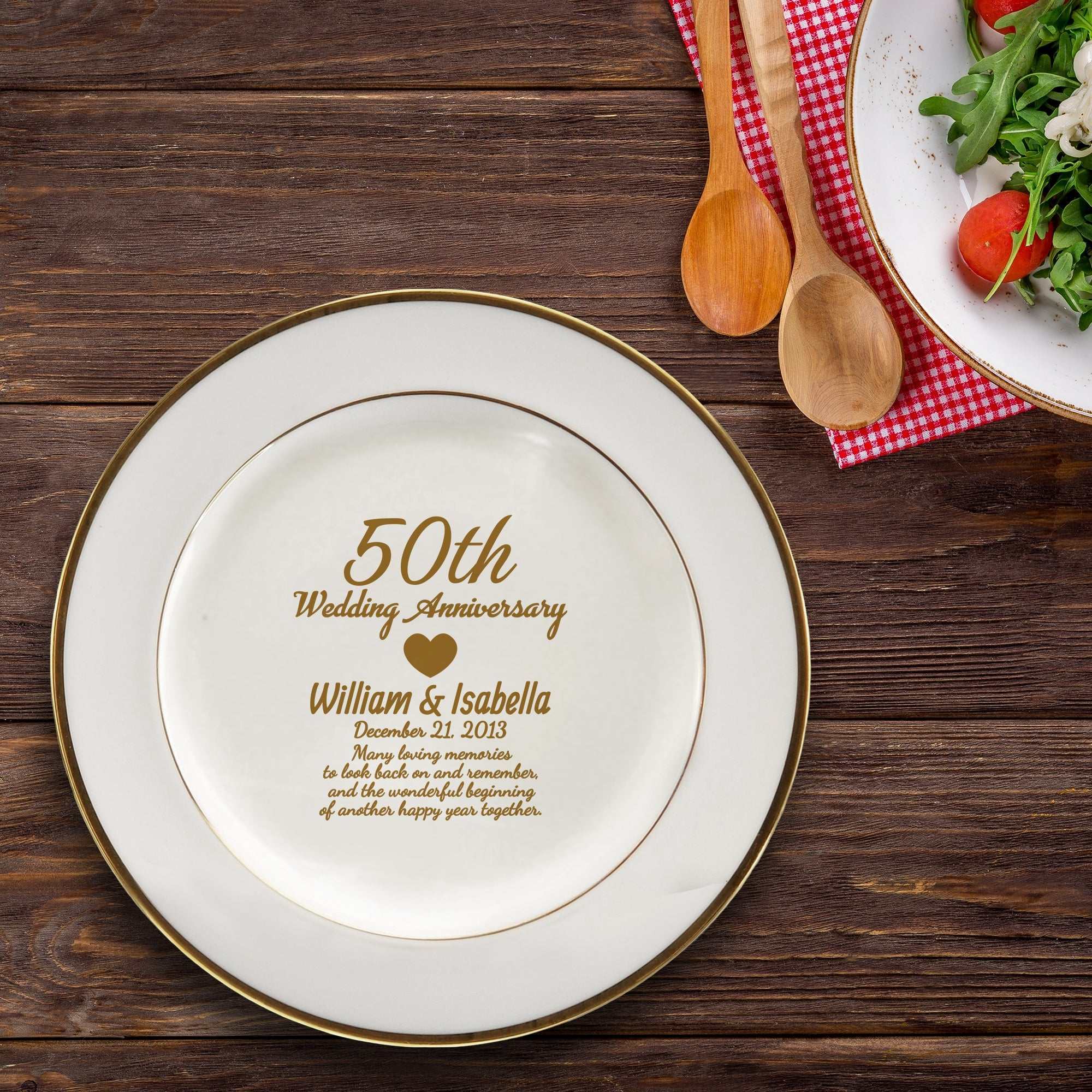 Custom 50th Anniversary Ceramic Plate | Personalized Golden Keepsake Gift for Parents, Couples, or Grandparents