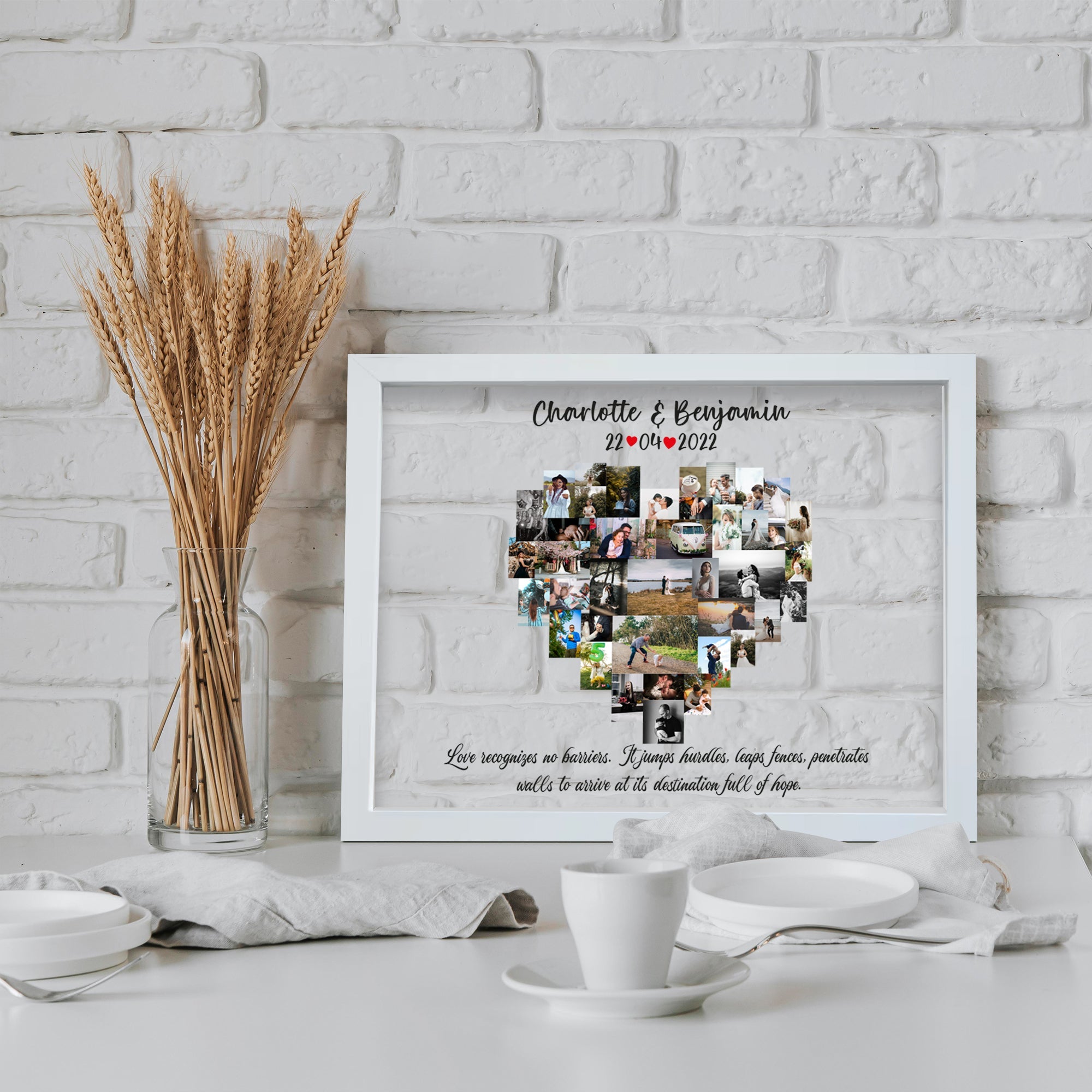 Custom Heart Photo frame- Anniversary Collage Gift- Anniversary Collage for her- Personalized Wedding Photo Gift- Anniversary Gifts
