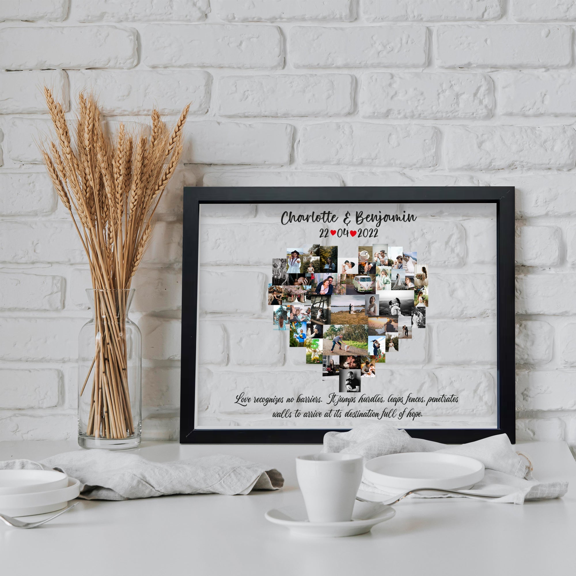 Custom Heart Photo frame- Anniversary Collage Gift- Anniversary Collage for her- Personalized Wedding Photo Gift- Anniversary Gifts