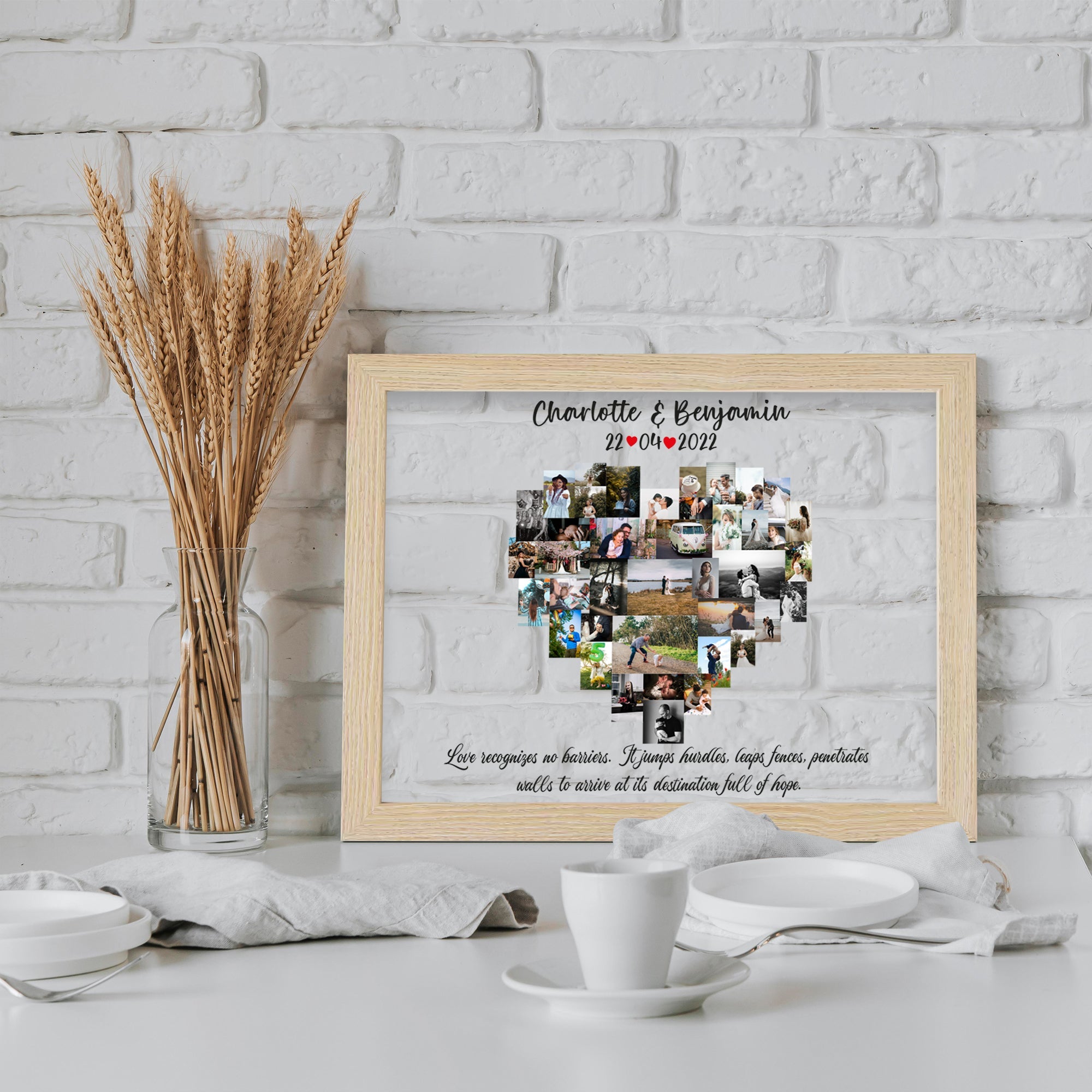 Custom Heart Photo frame- Anniversary Collage Gift- Anniversary Collage for her- Personalized Wedding Photo Gift- Anniversary Gifts