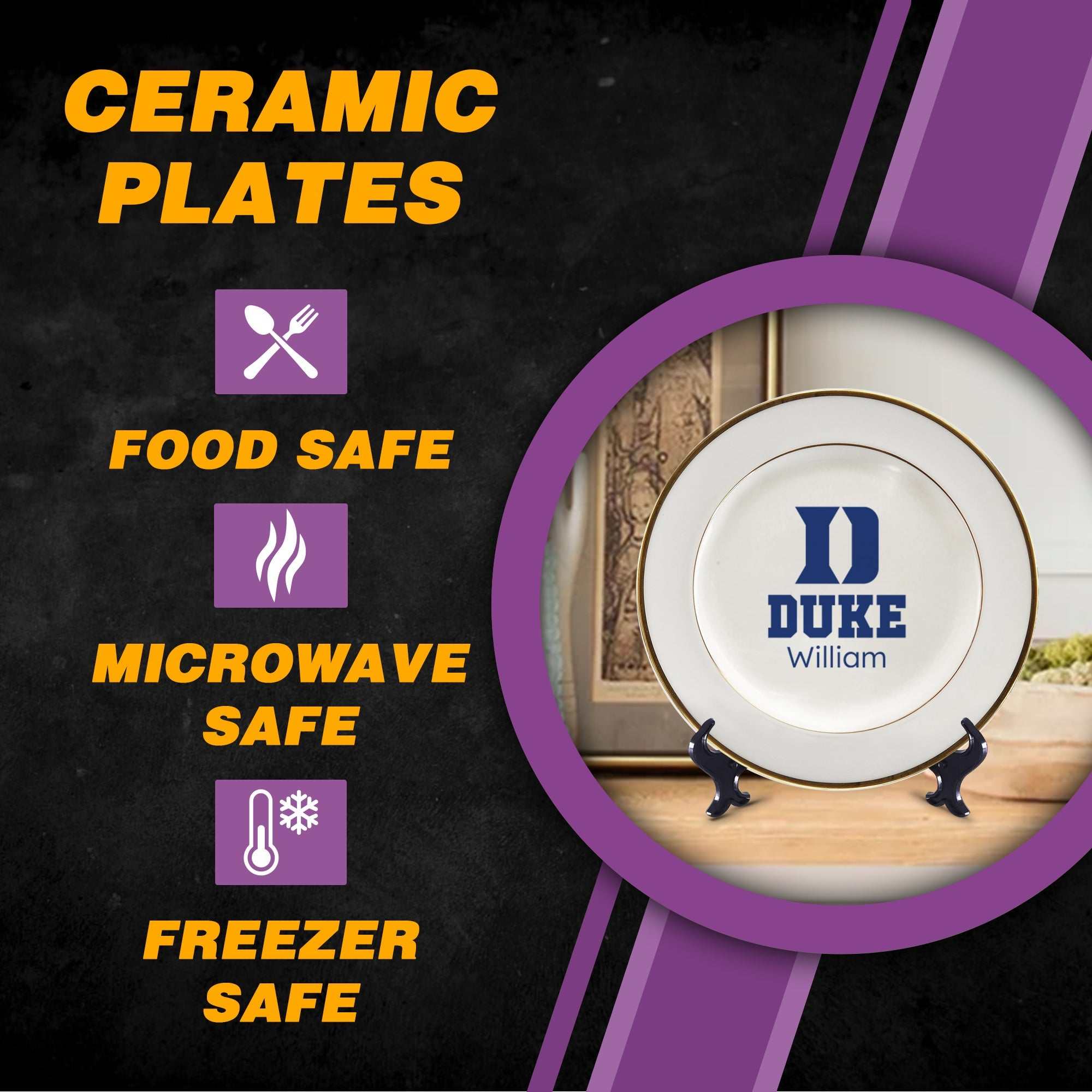 Custom duke blue devils plate Fathers Day Gift duke university logo plate