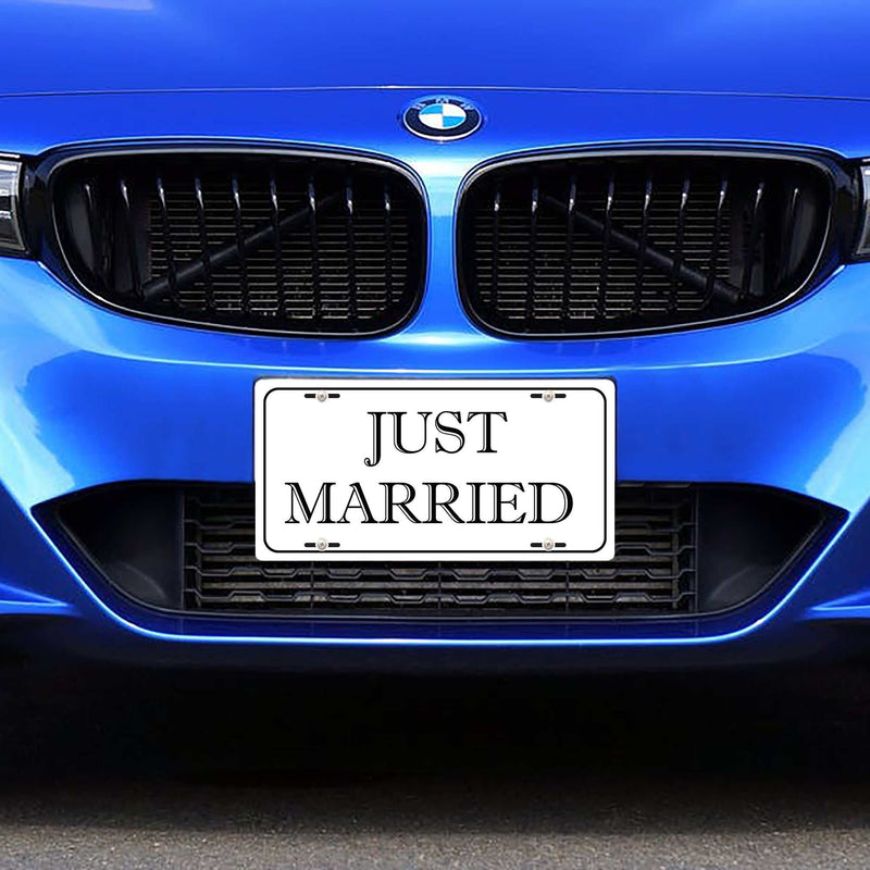 Just Married License Plate Sign | Personalized Wedding Car Tag with Date | Custom Gift for Couple, Shower, or Decor