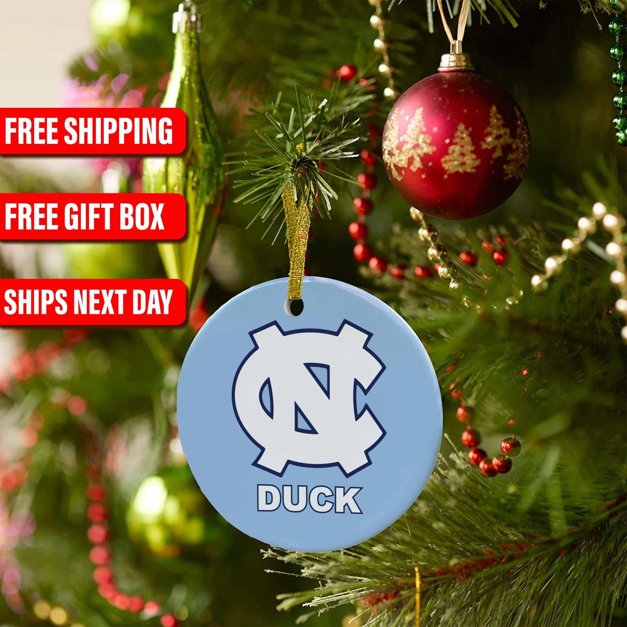 North Carolina Tarheel's Ornaments | Personalized Ceramic Ornaments | Carolina Mom Dad | Wedding Gifts