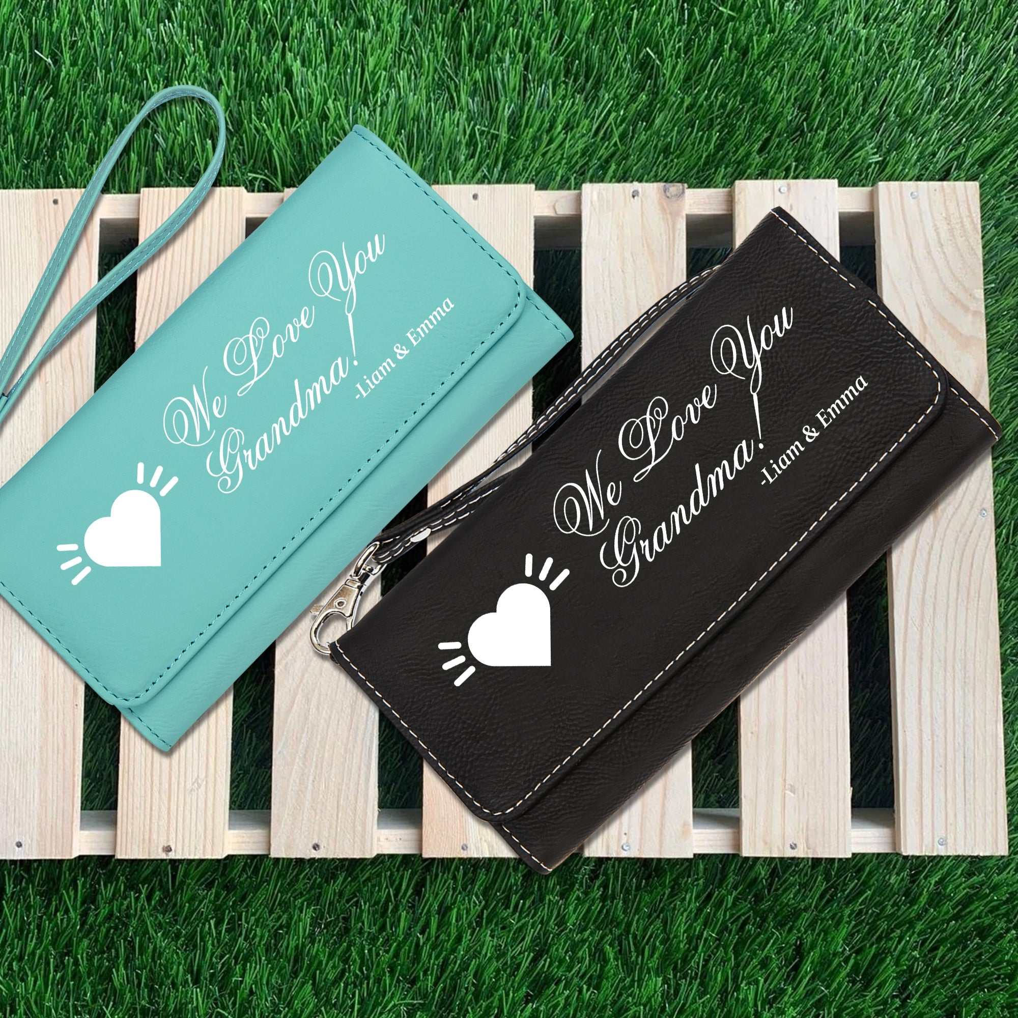 We love you grandma wallet, Women's Leather Wallet, Personalized Leather Wallet, Personalized Mother Gift, Mother's Day Gift