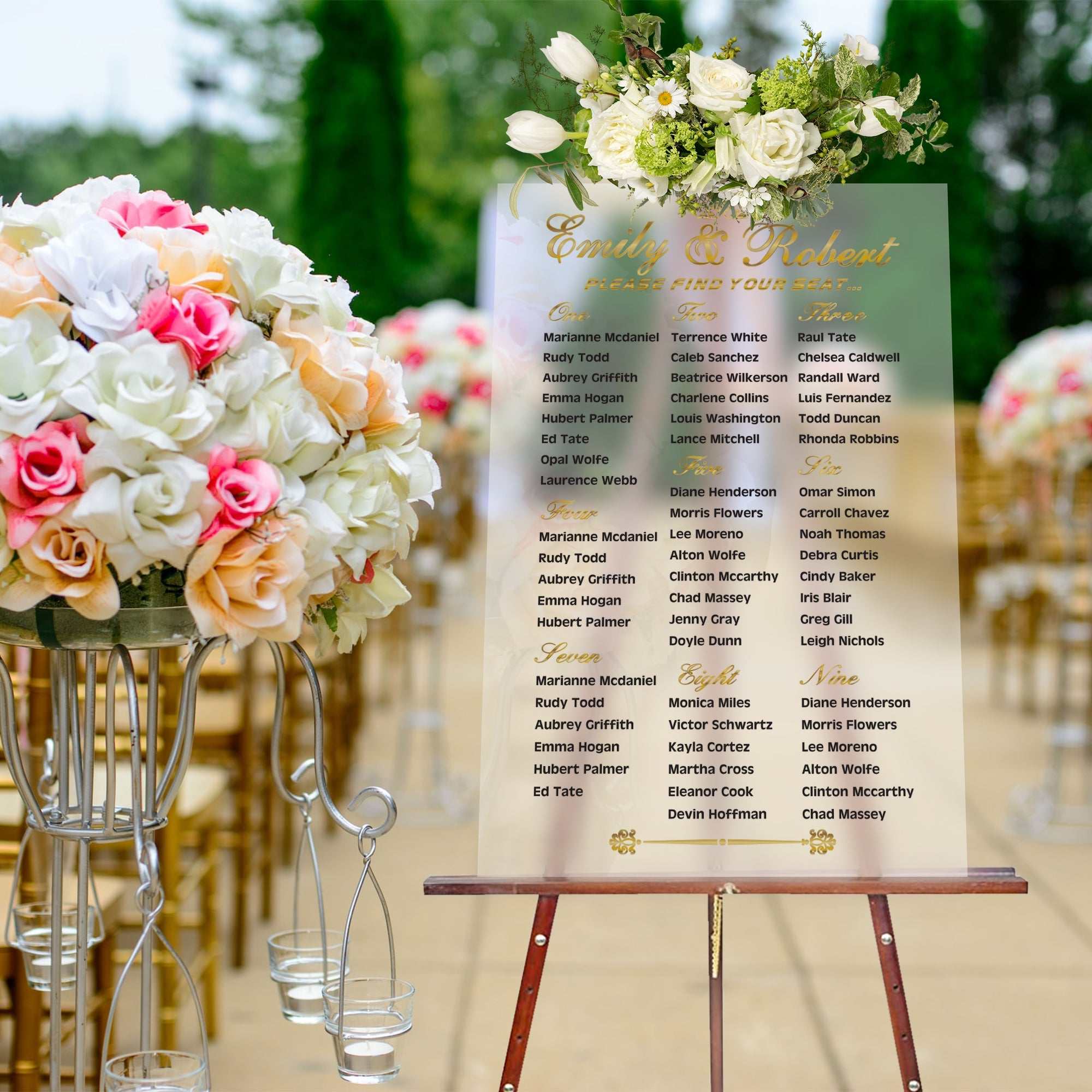 Hand Painted Acrylic Seating Chart | Wedding | Clear | Calligraphy | online Gold