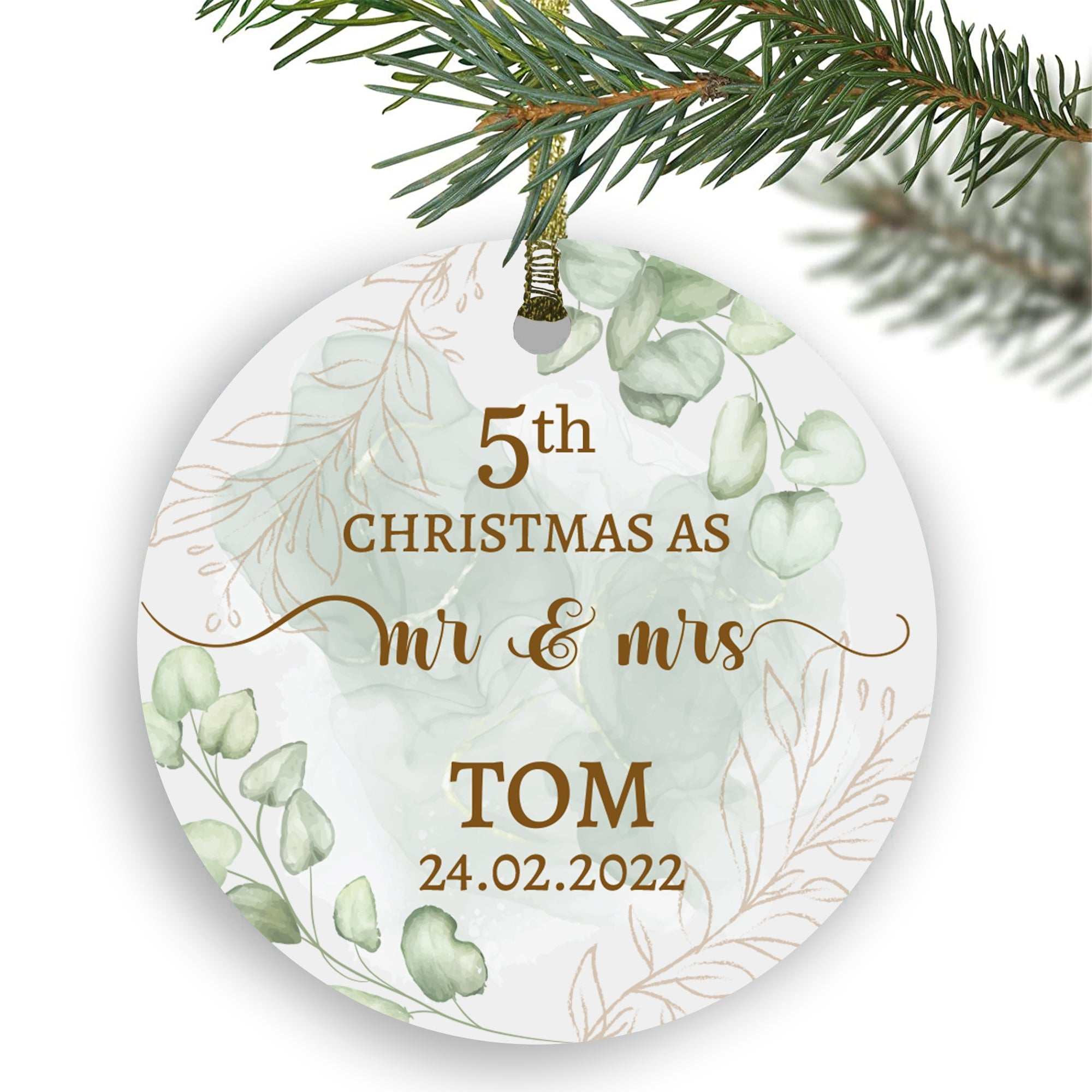 Mr. & Mrs. Christmas Ornament, Christmas Ornament, Personalized gifts for Couple, Personalized ceramic ornament