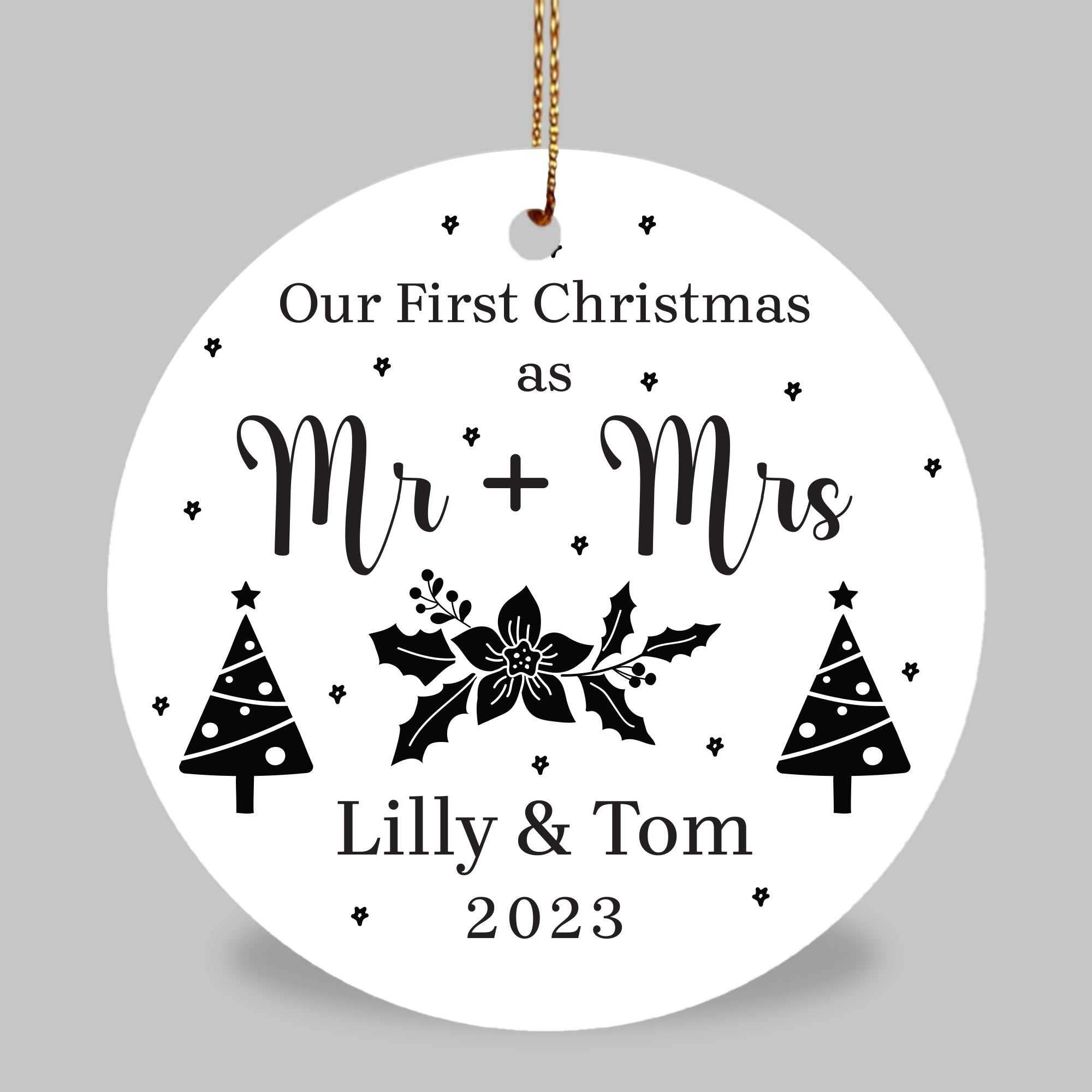 First Christmas Ceramic Ornaments, Mr. and Mrs. Ornaments, Customized ornament, Personalized ornament, Newlyweds, wedding anniversary, keepsakes