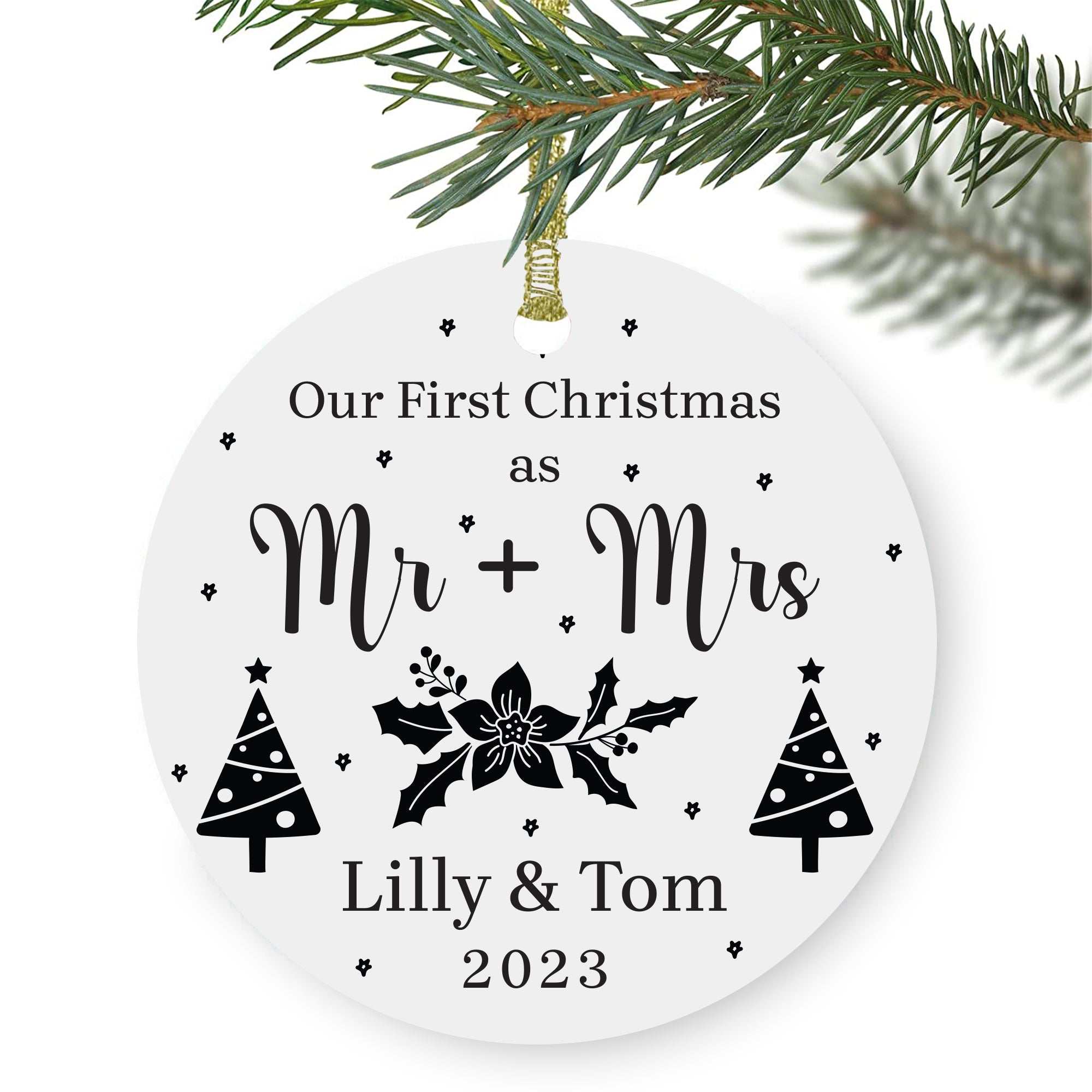 First Christmas Ceramic Ornaments, Mr. and Mrs. Ornaments, Customized ornament, Personalized ornament, Newlyweds, wedding anniversary, keepsakes