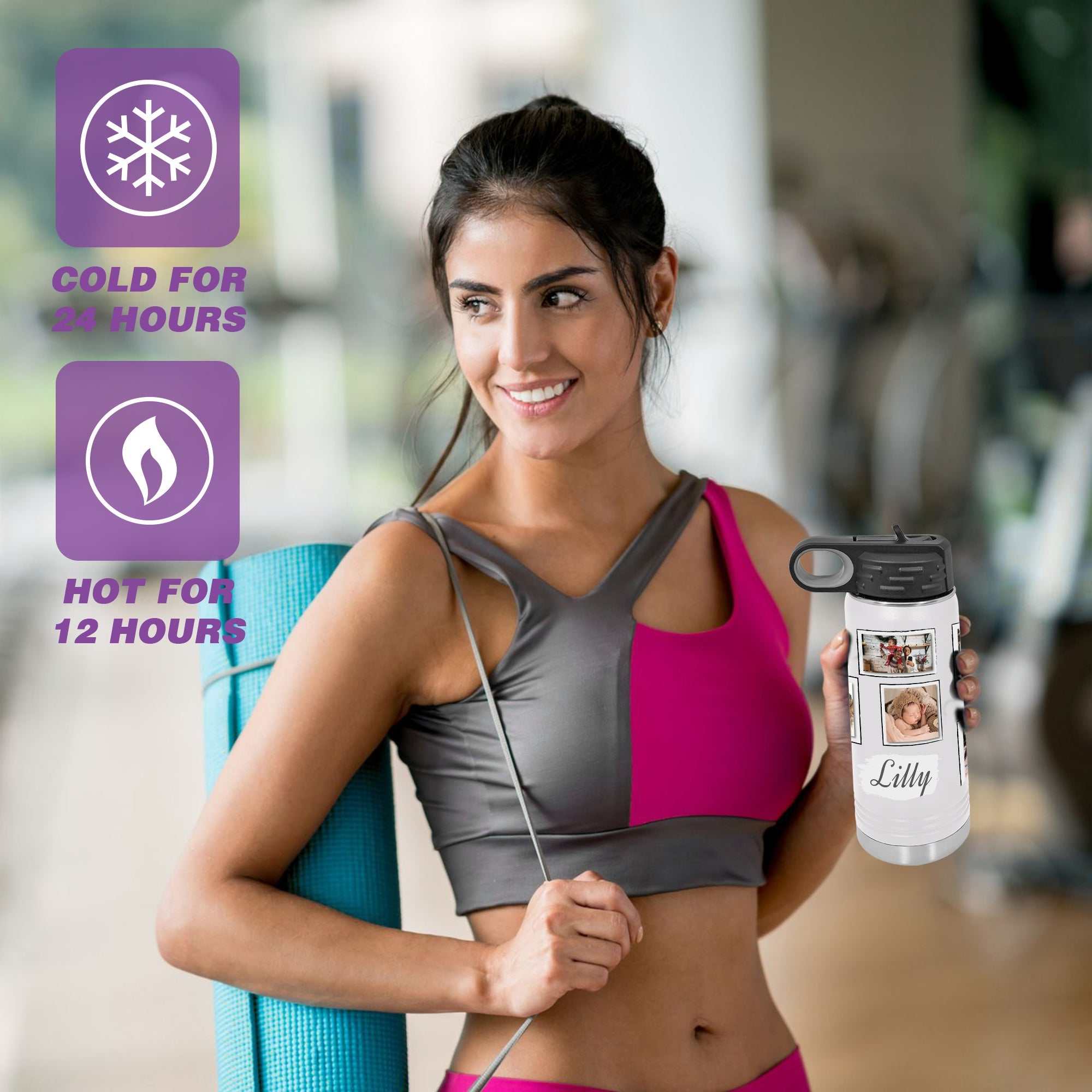 Photo Water Bottles- Personalised Photo Water Bottle- custom tumbler- Polar camel- Collage tumbler- Customized Drinkware