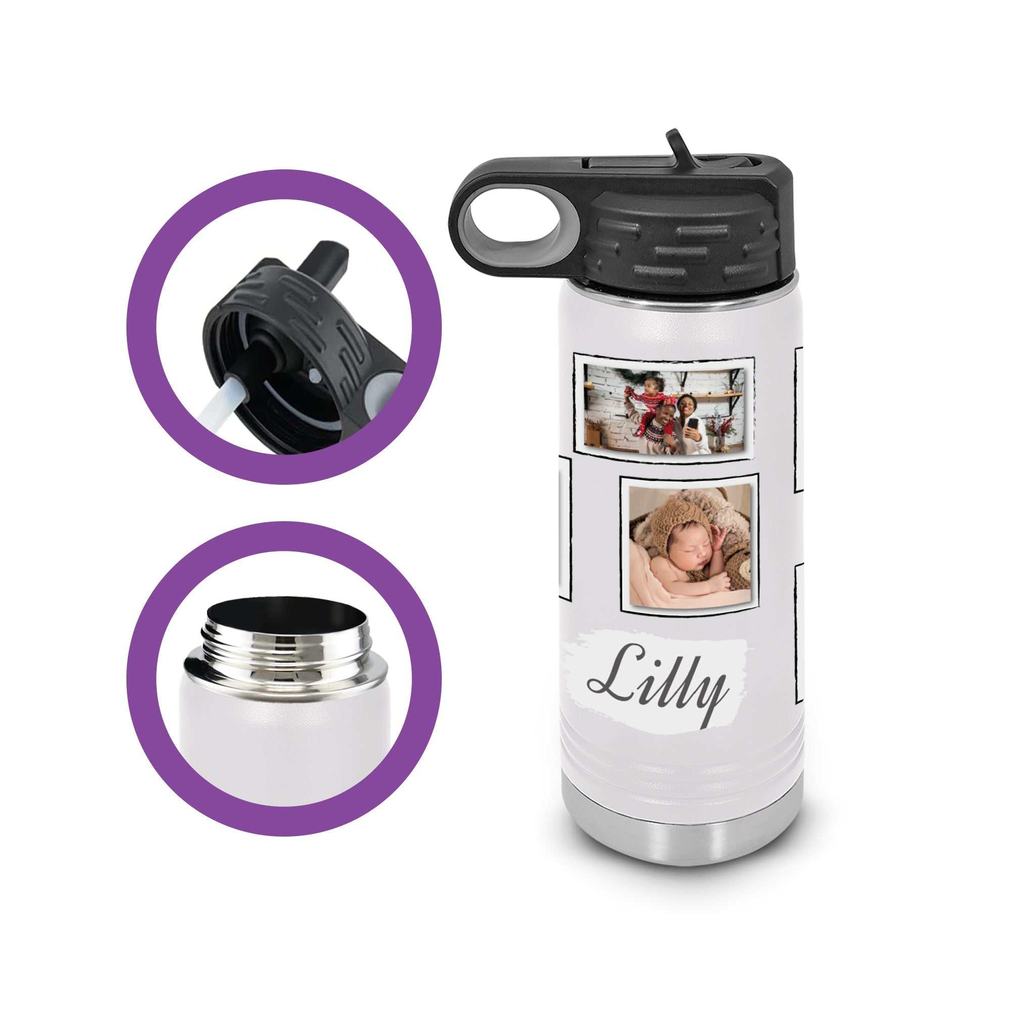Photo Water Bottles- Personalised Photo Water Bottle- custom tumbler- Polar camel- Collage tumbler- Customized Drinkware