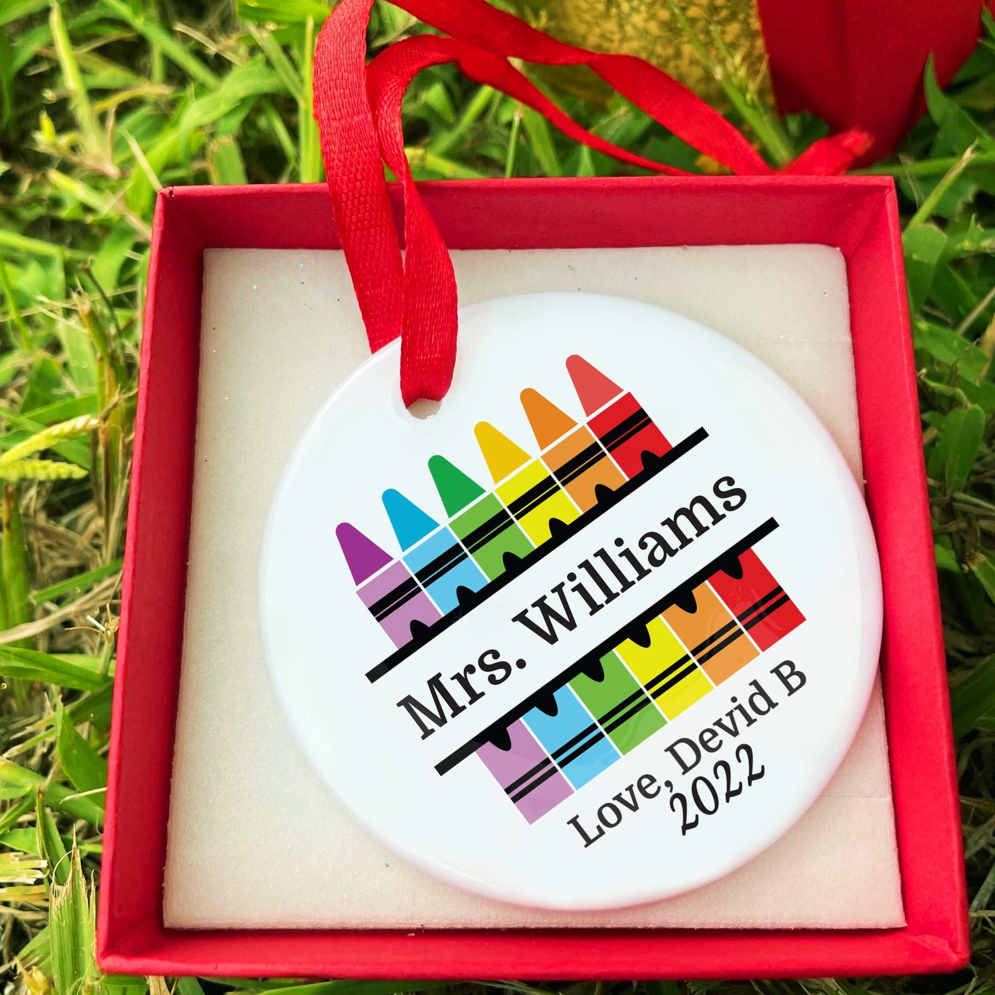 Teacher Christmas Ornament, Personalized Teacher Christmas Ornament, Teacher Gift, Ceramic Ornaments, Teacher retirement