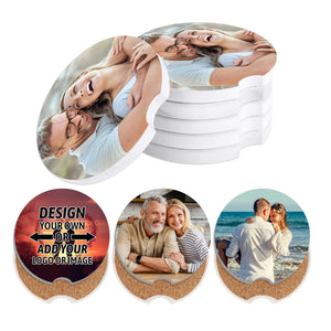 Valentine's Car Coasters (2 Pack) with Custom Photo Design - Keep Your Car Cup Holders Clean and Stylish- Valentine's Day gifts for him - Valentine's gifts- Great Gift Idea