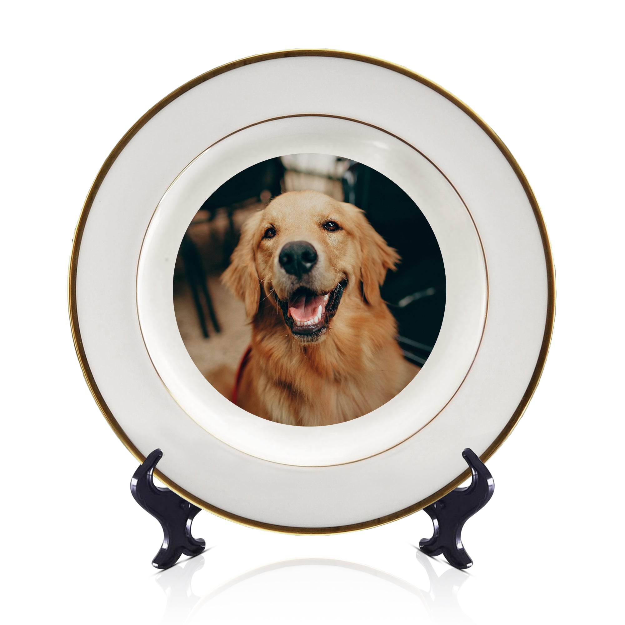 MIRACLE PRINTS Personalized Ceramic keepsake Plates, Plate with Display Stand, Custom Display Dishes with Picture Text, Customizable Memorial Gifts for Birthday Anniversary, Custom Decorative Plates