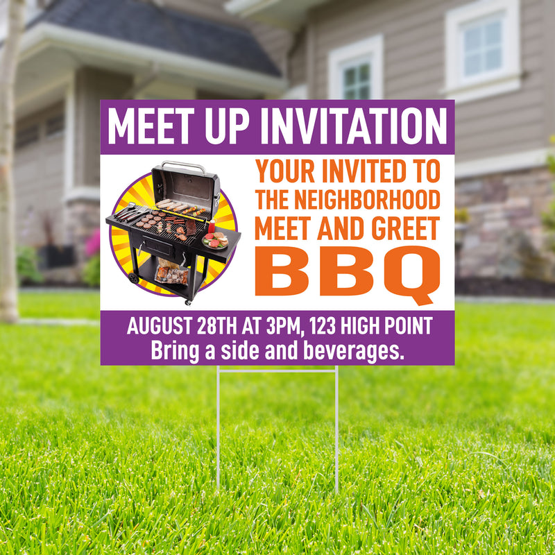 Meet Up Invitation Double-Sided Yard Sign with H-Stake - 24