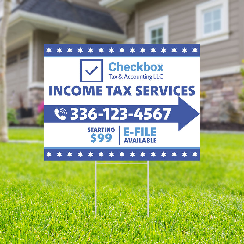 Income Tax Service Double-Sided Yard Sign with H-Stake - 24