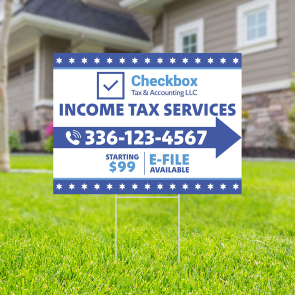 Income Tax Service Double-Sided Yard Sign