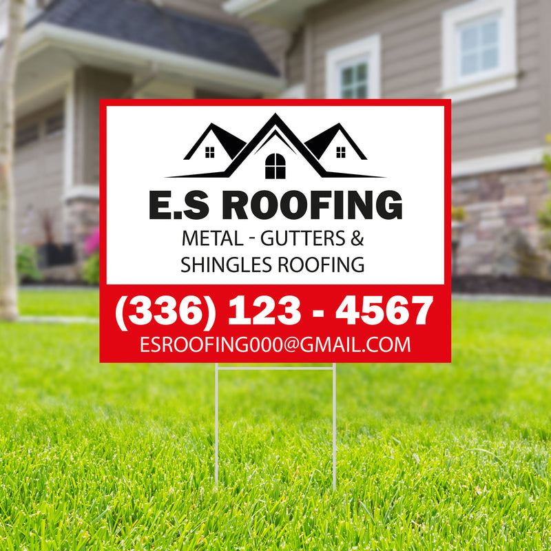 Roofing company Double-Sided Yard Sign with H-Stake - 24