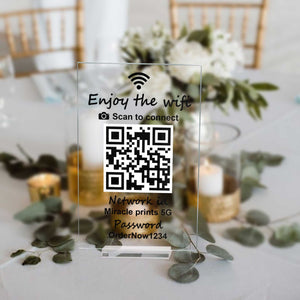 Acrylic QR Code Sign, Personalized Custom Signs for Business & Social Media, Qr Code Acrylic plaque, with Stand – 7x4.5 inches, UV Print, Perfect qr code sign for Home & Business