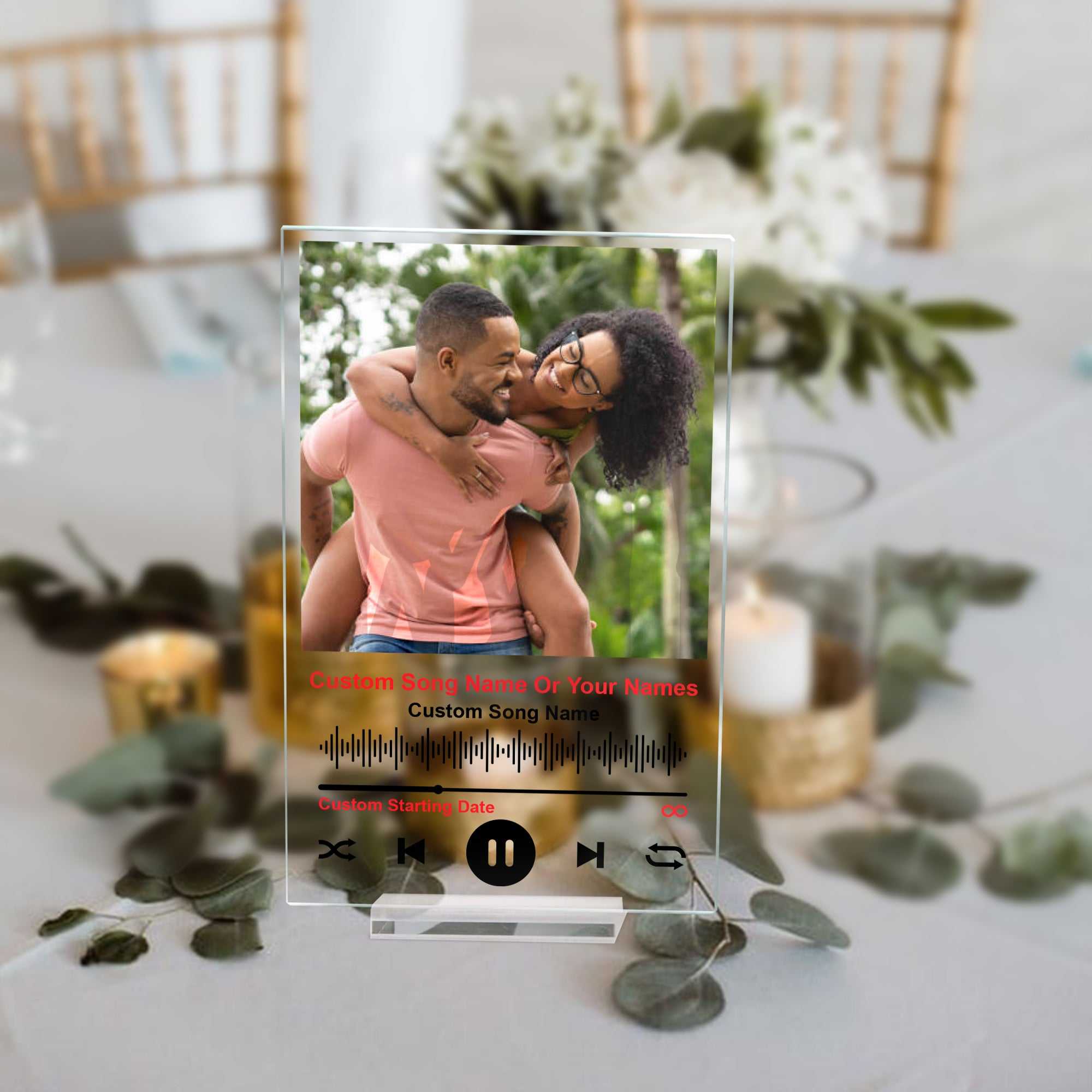 MIRACLE PRINTS Personalized Spotify Plaque - Custom Photo Music Gifts, Romantic Gifts for Her, Perfect Valentines Gifts Gift for Wife - Unique Personalized Music Acrylic plaque