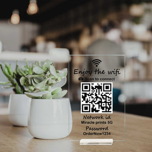 Acrylic QR Code Sign, Personalized Custom Signs for Business & Social Media, Qr Code Acrylic plaque, with Stand – 7x4.5 inches, UV Print, Perfect qr code sign for Home & Business