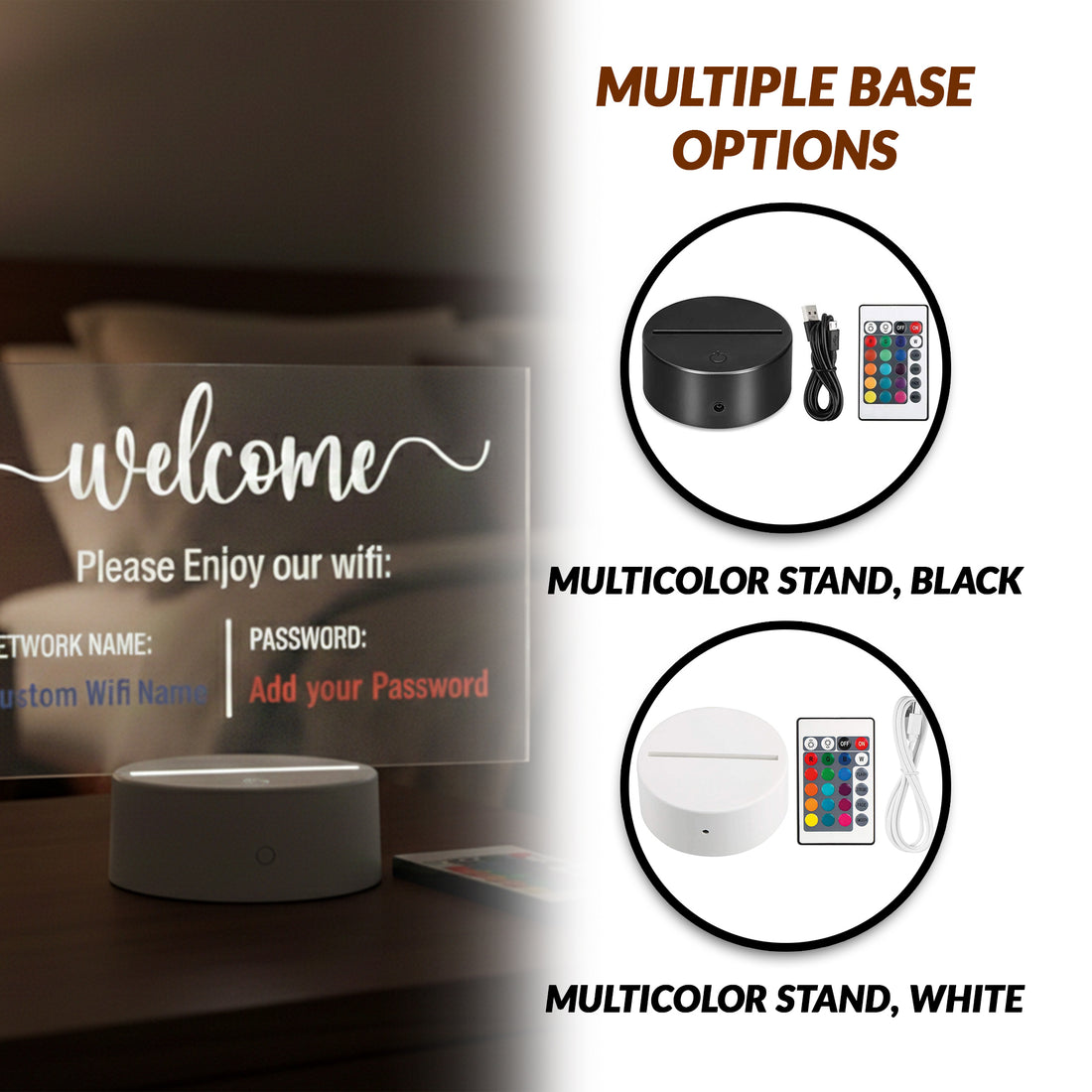 Letrero acrílico personalizado con código QR | Expositor de mesa transparente para negocios – Letrero de Wi-Fi o placa de texto personalizado