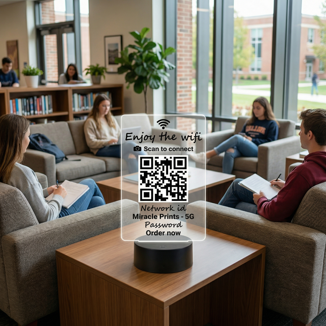 Letrero de Código QR Acrílico con Soporte | Exhibidor Personalizado de 7x4.5" con Impresión UV para Negocios o Redes Sociales – Placa Acrílica Personalizada
